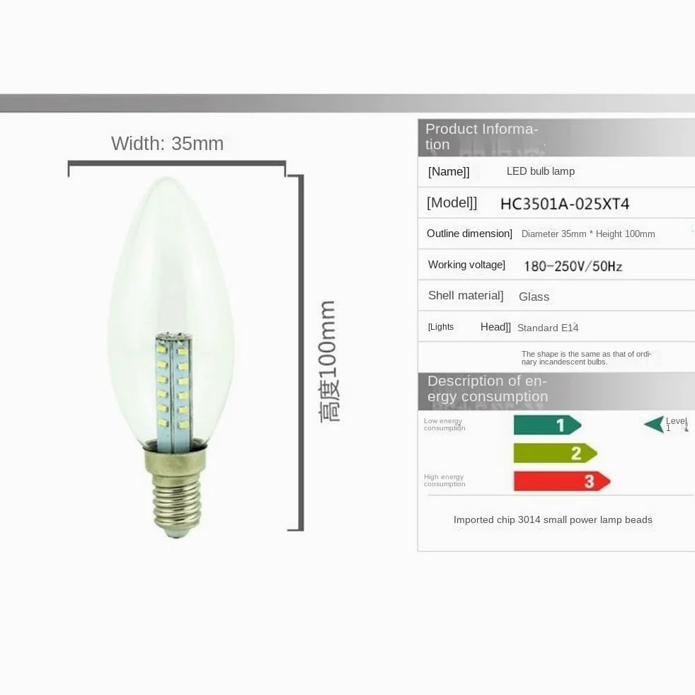 1fortunate lampadine, Confezione da 20, Lampadina a candela a LED C35 AC220V E14 3W Ristorante Luci for soggiorno Lampadario di cristallo Sorgente luminosa(Cold white,E14 Clear Cover)