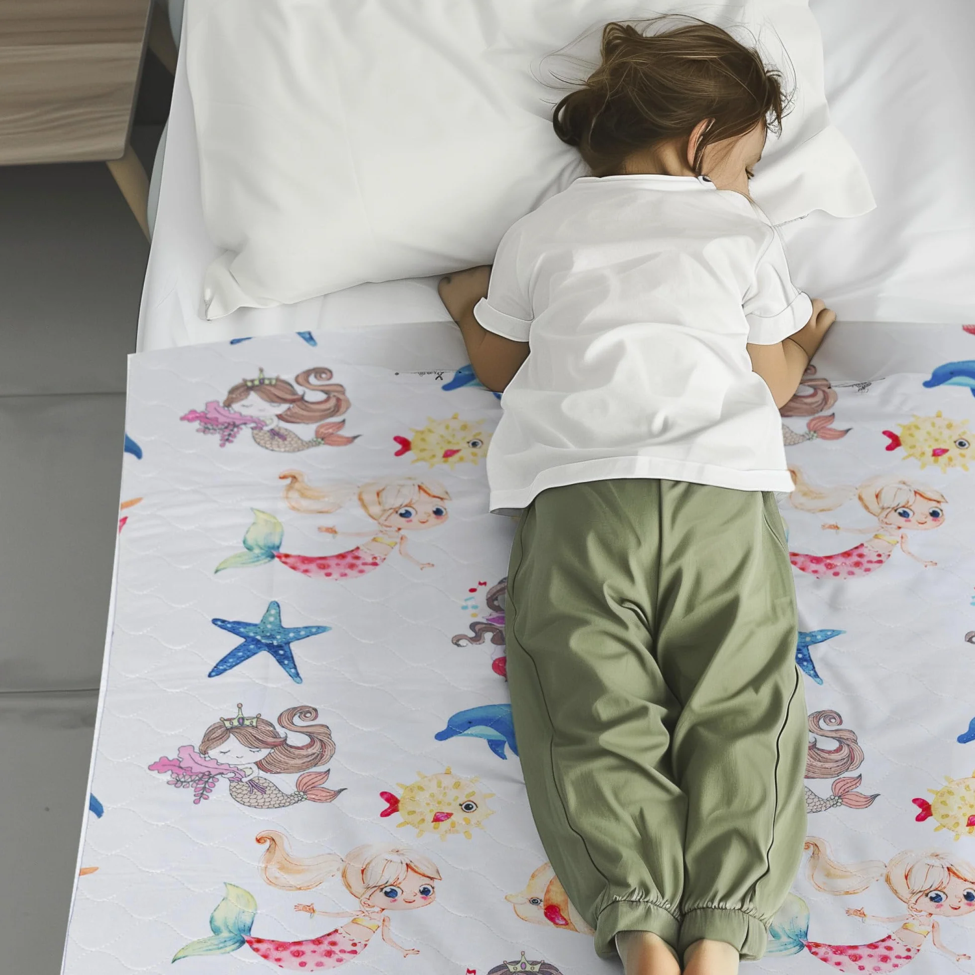 Coprimaterasso Impermeabile Ultra Assorbente 91x86cm Traversa Letto Bambino con Ali Rimboccabili