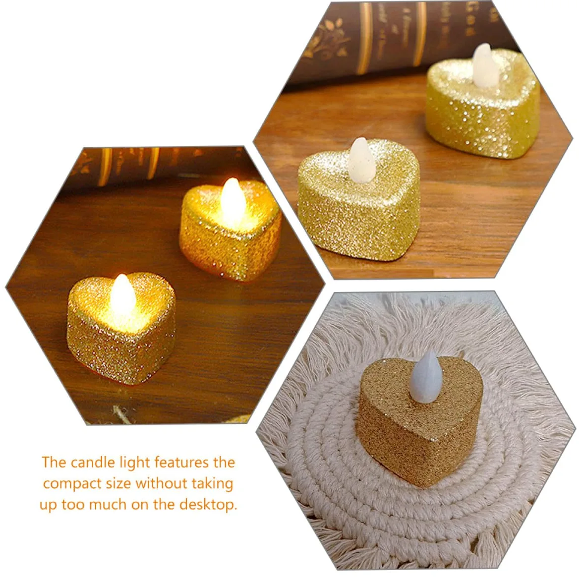 Ipetboom 24 Pezzi Candele a Forma di Cuore LED senza Fiamma Oro Batteria Inclusa per Decorazioni Romantiche e Atmosfere Accoglienti