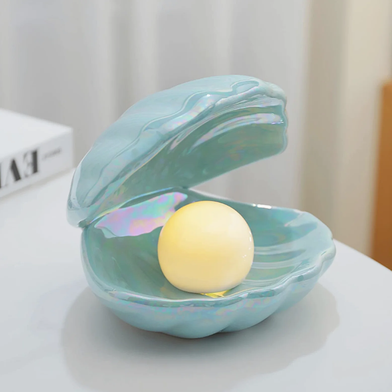 Luce Notturna LED a Forma di Conchiglia, Decorazione Camera da Letto(Verde)