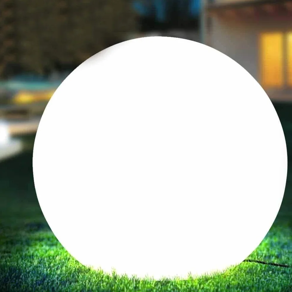 Lampada Sfera Luminosa da Giardino Esterno Impermeabile IP65 con Picchetto Attacco E27 per Lampadine LED Bianco Design Moderno Elegante Illuminazione Decorativa da Terra Casa Terrazza (Diametro 30 cm)