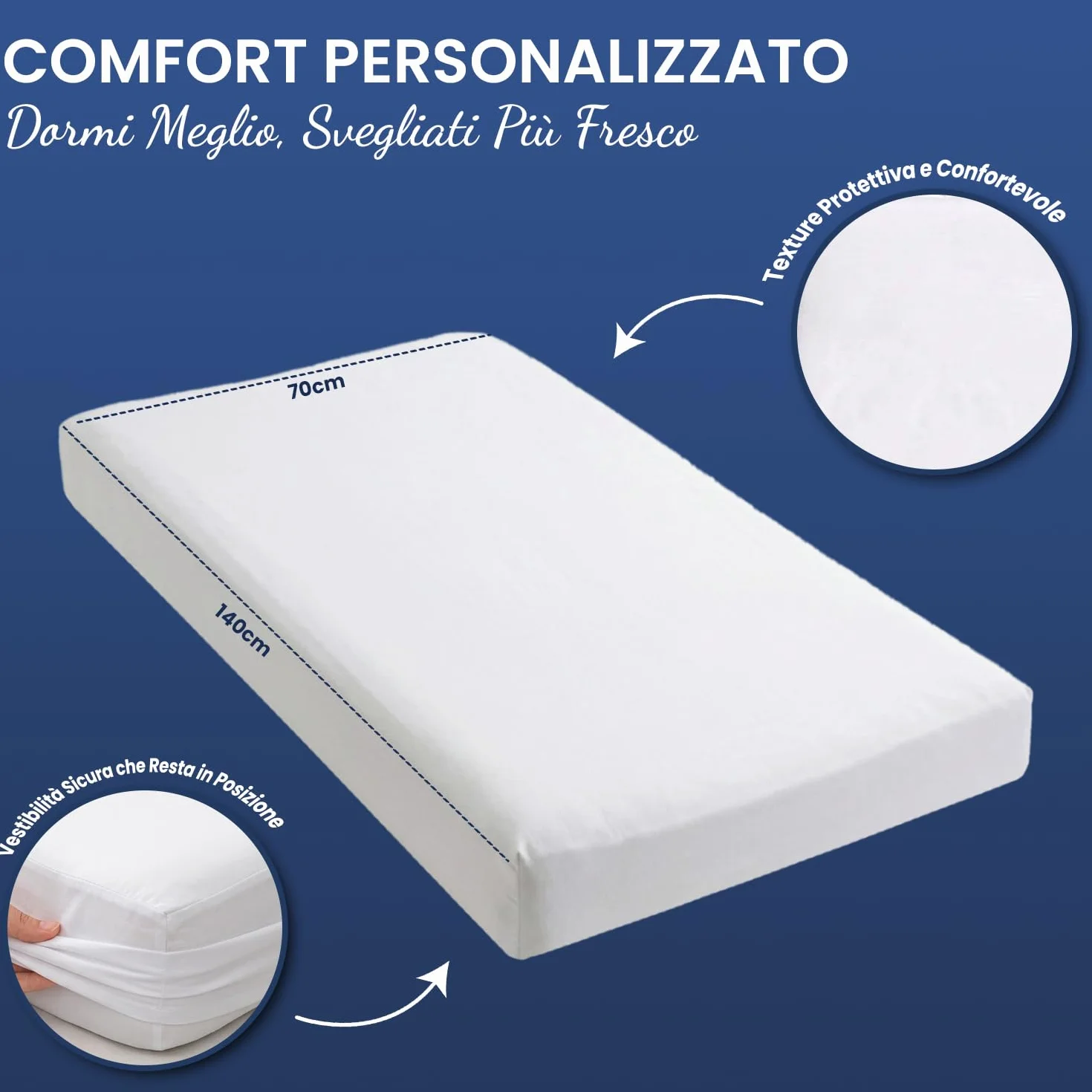 Coprimaterasso Culla Impermeabile 70x140 con Angoli 2 Pezzi