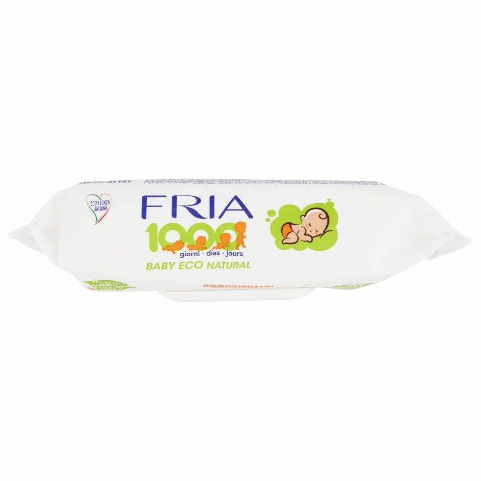 Fria Baby Eco Natural Salviette per Cambio Pannolino 1000 Giorni, Confezione 72 Salviette