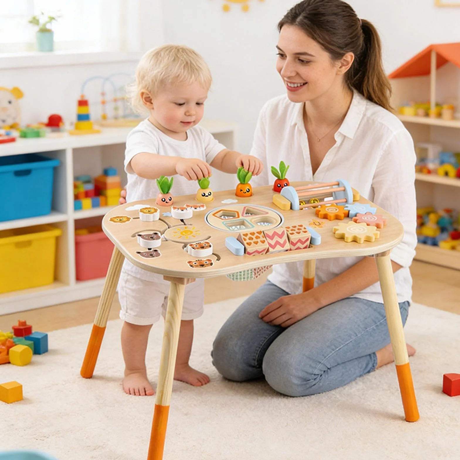 Tavolo Attività per Bambini 1-3 Anni Gioco Interattivo Sensoriale Regalo Compleanno
