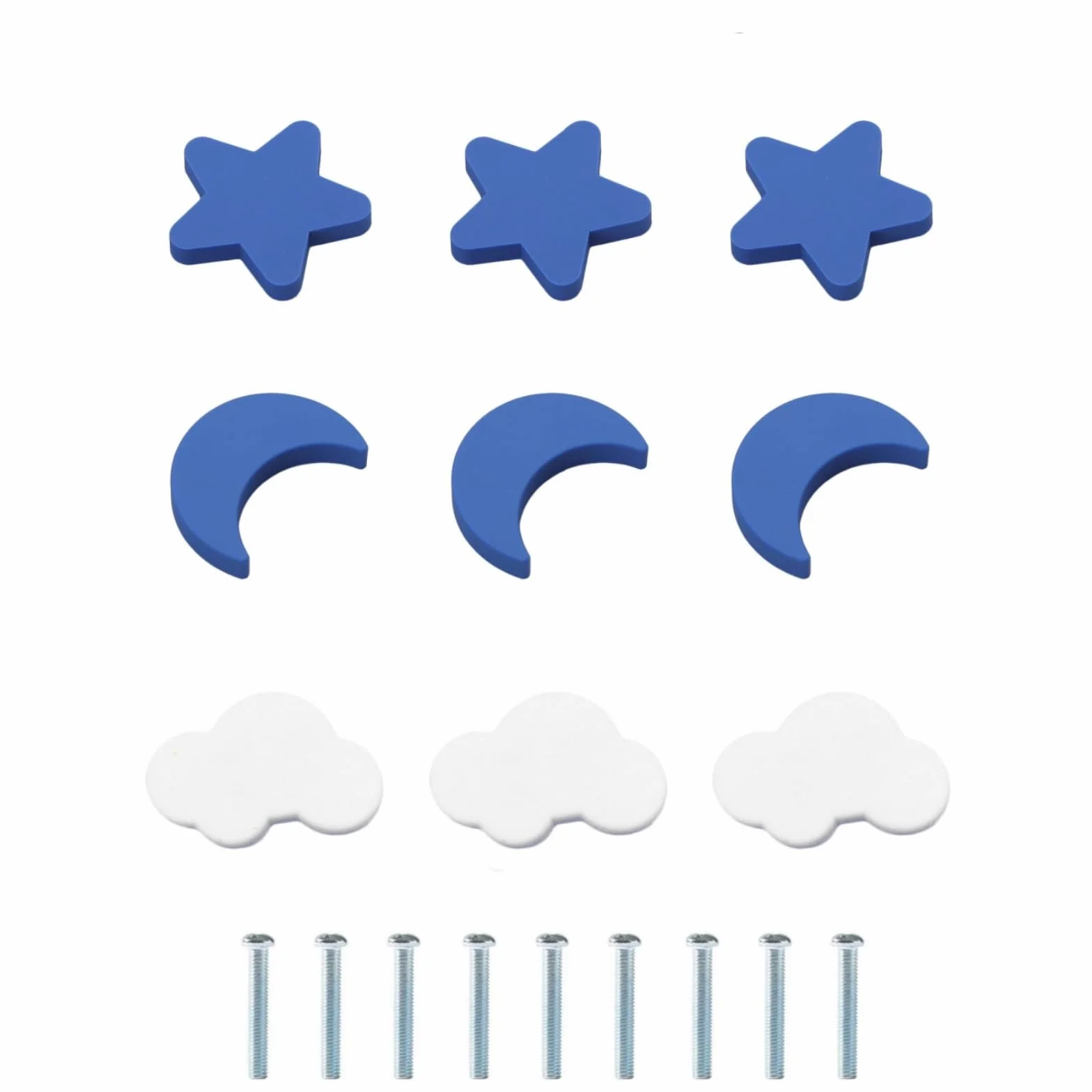 Maniglie per mobili da cucina 9 pezzi gomma morbida anticollisione pomelli bambini stelle luna nuvole cassetti sicurezza bambino Blu