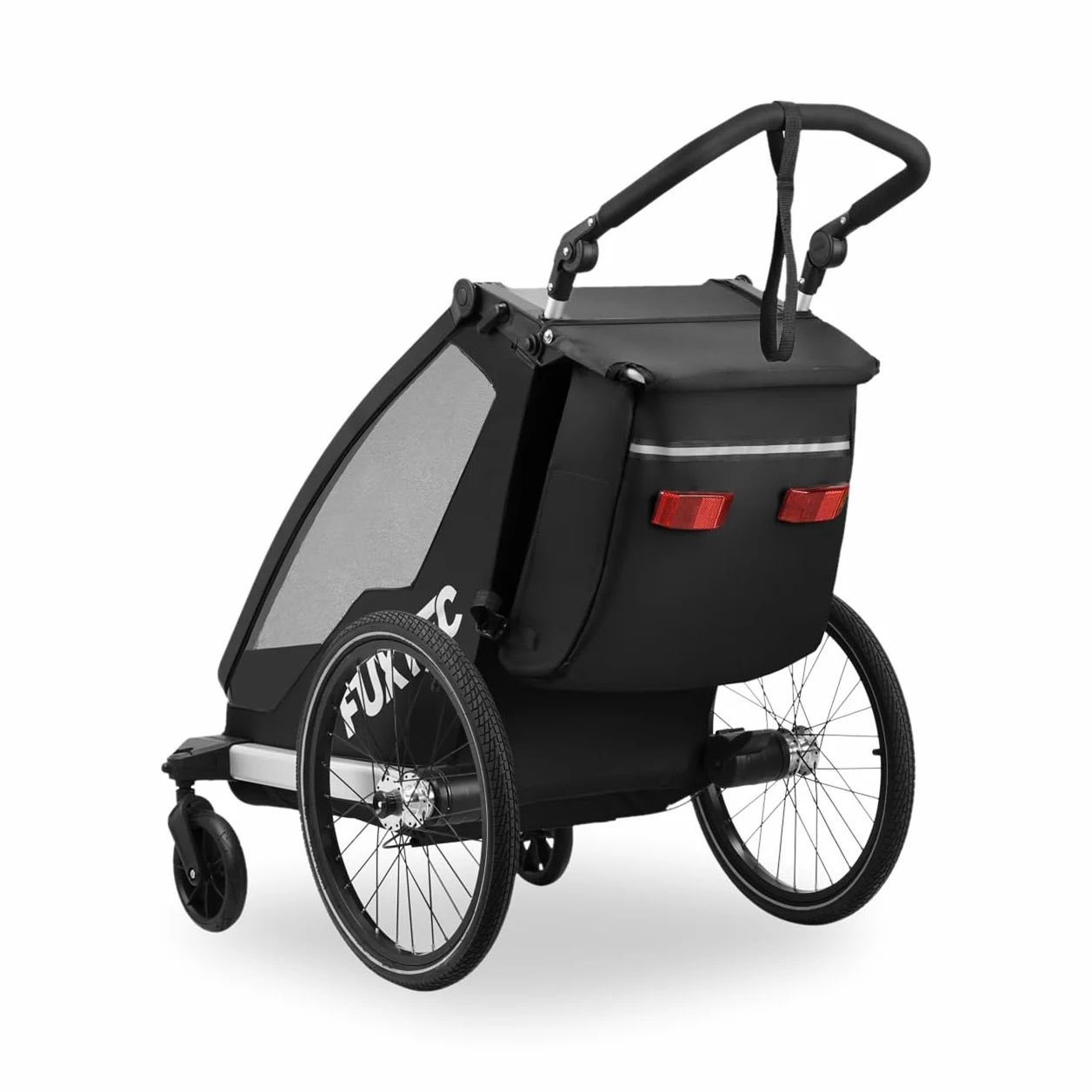 FUXTEC Rimorchio per Bici FX-FA1S Carrello 1 Posto Bambini Pieghevole Parasole Parapioggia Cintura Sicurezza