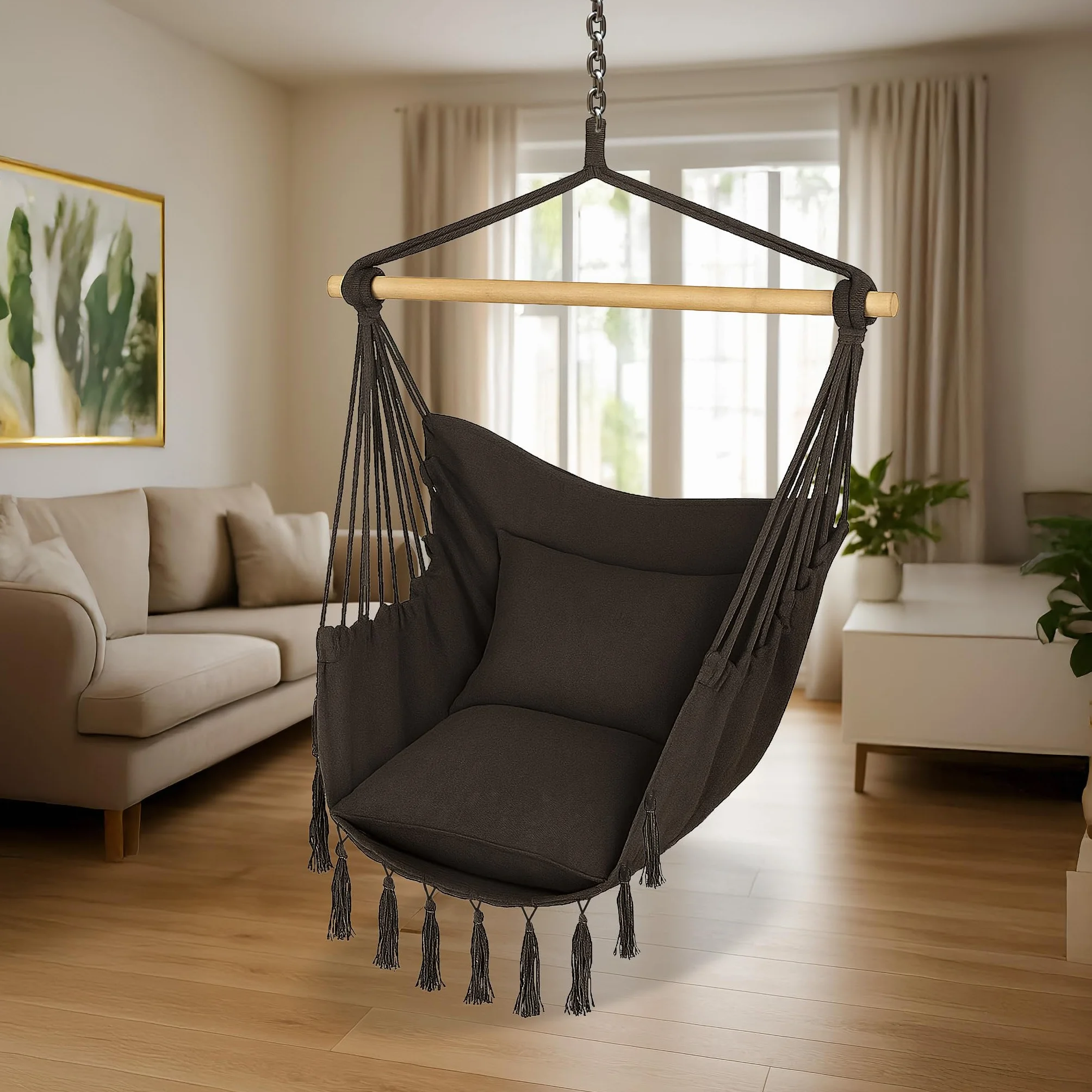 Poltrona Sospesa Brasiliana Cotone 120x90 cm 150 kg Grigio