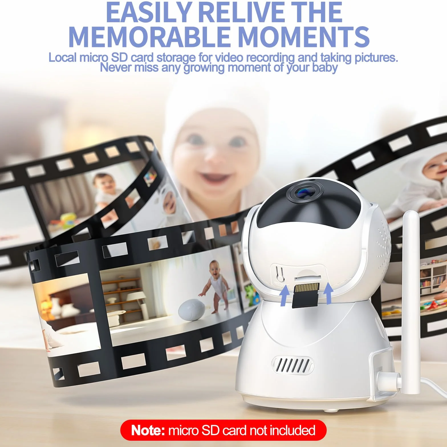 Baby Monitor Video e Audio 720P Display 4.3 Pollici Zoom Digitale VOX Audio Bidirezionale Rilevamento Temperatura
