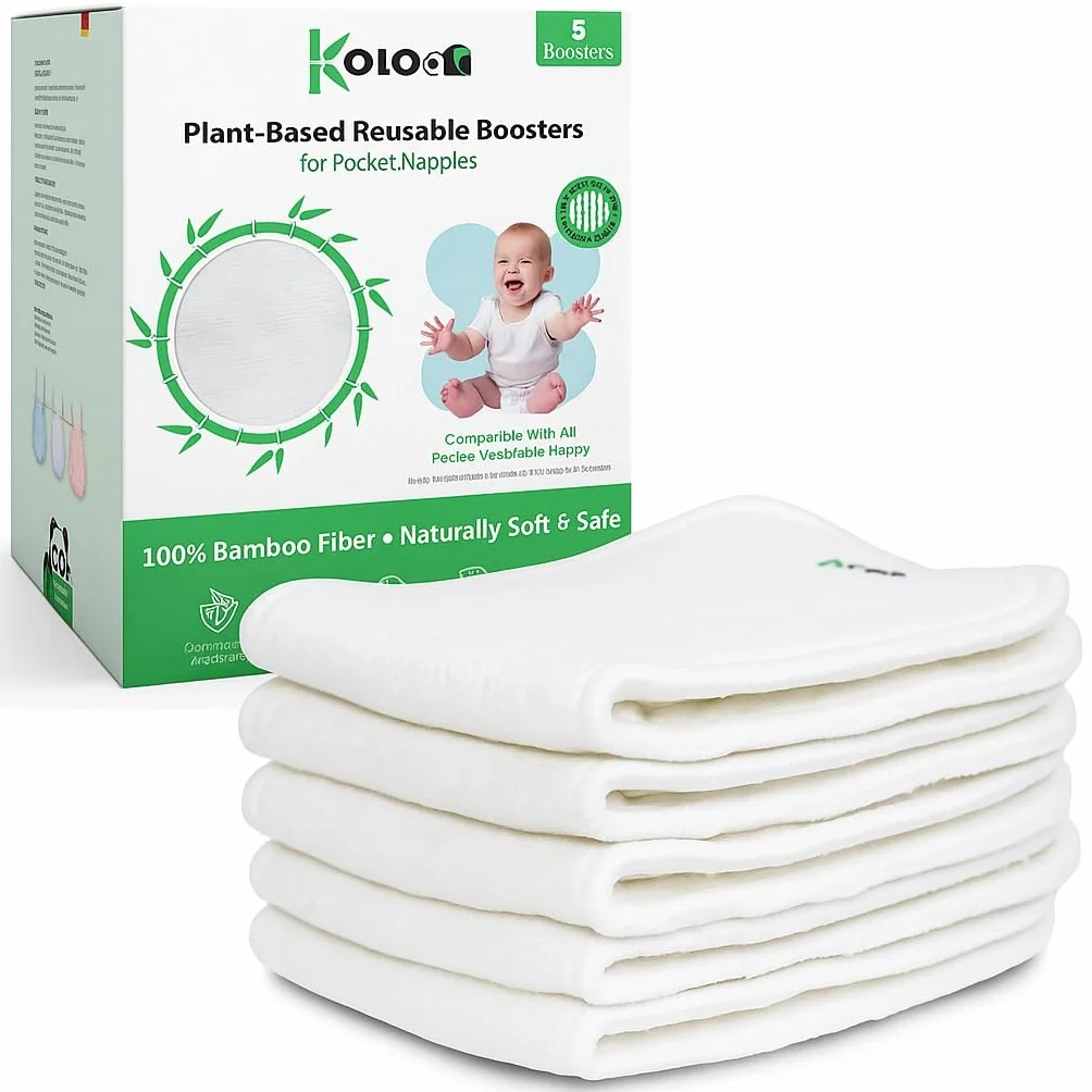 Set di 5 inserti assorbenti 4 strati Bambù 100% lavabili riutilizzabili per pannolini Confezione Regalo