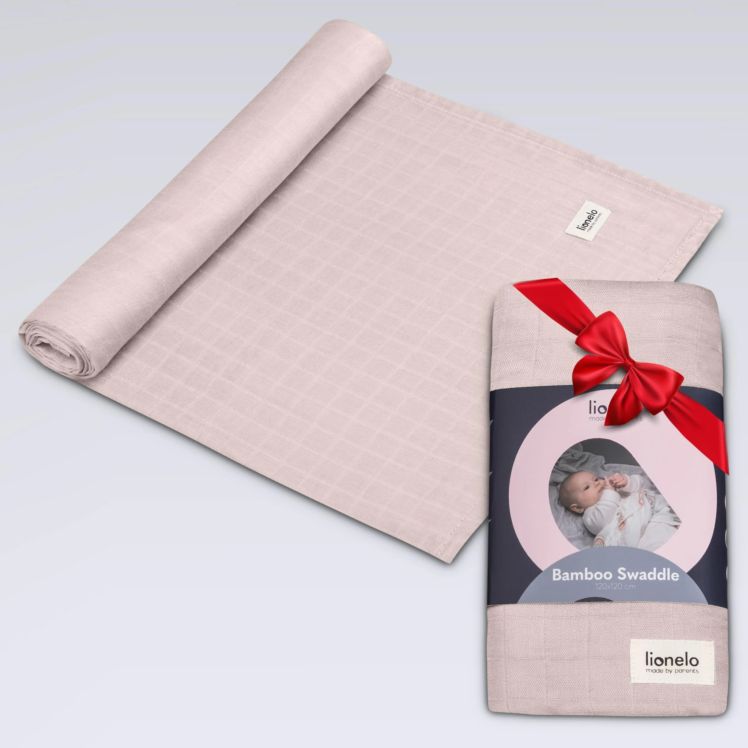 Lionelo Bamboo Swaddle mussola per fasciare neonato cotone bambù 100% naturale 120 x 120 cm Beige