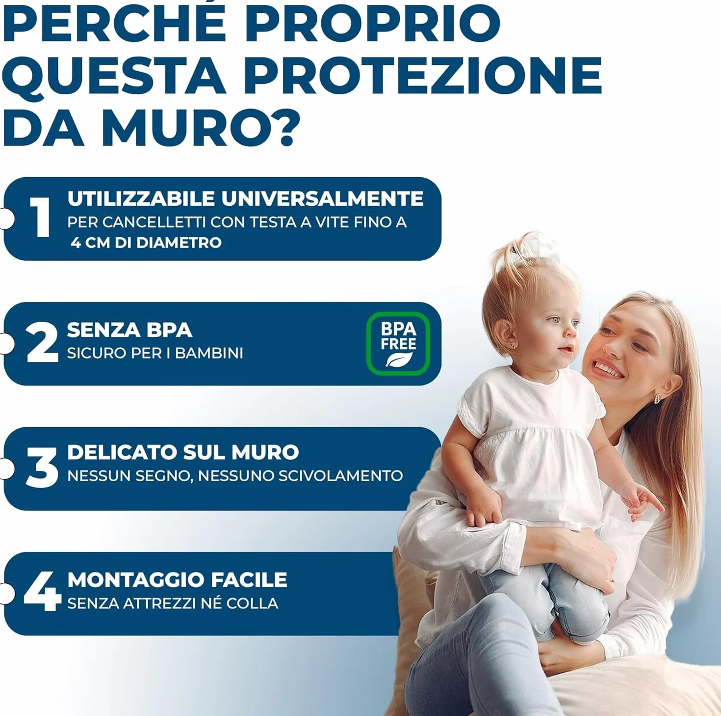 Hoffenbach 4x Protezioni Antiscivolo per Cancelletto per Bambini, Scale e Porte, Adatte anche per Cani, Senza Forare