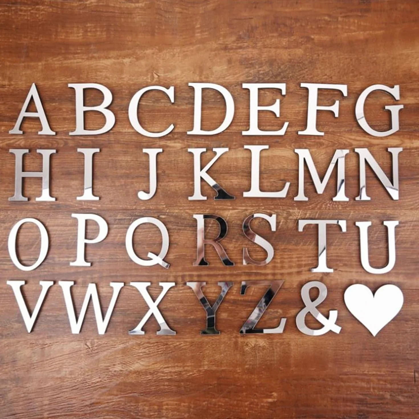 3D Acrilico Specchio Adesivi Da Parete 26 Lettere Cuore Forma Arbitrale Decor per Home