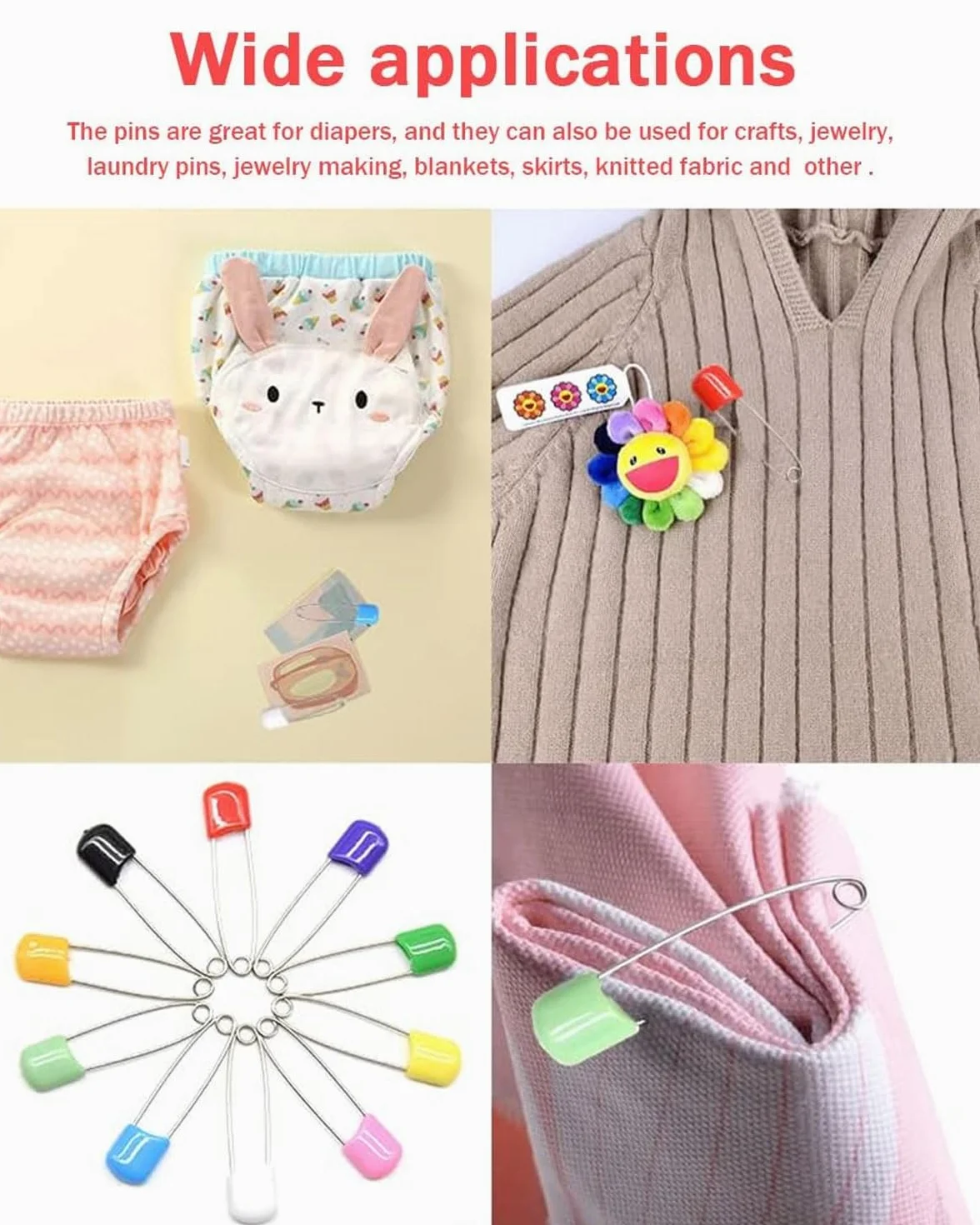 Spille sicurezza 5,5 cm per pannolini, fermagli bloccaggio colorati abbigliamento artigianato