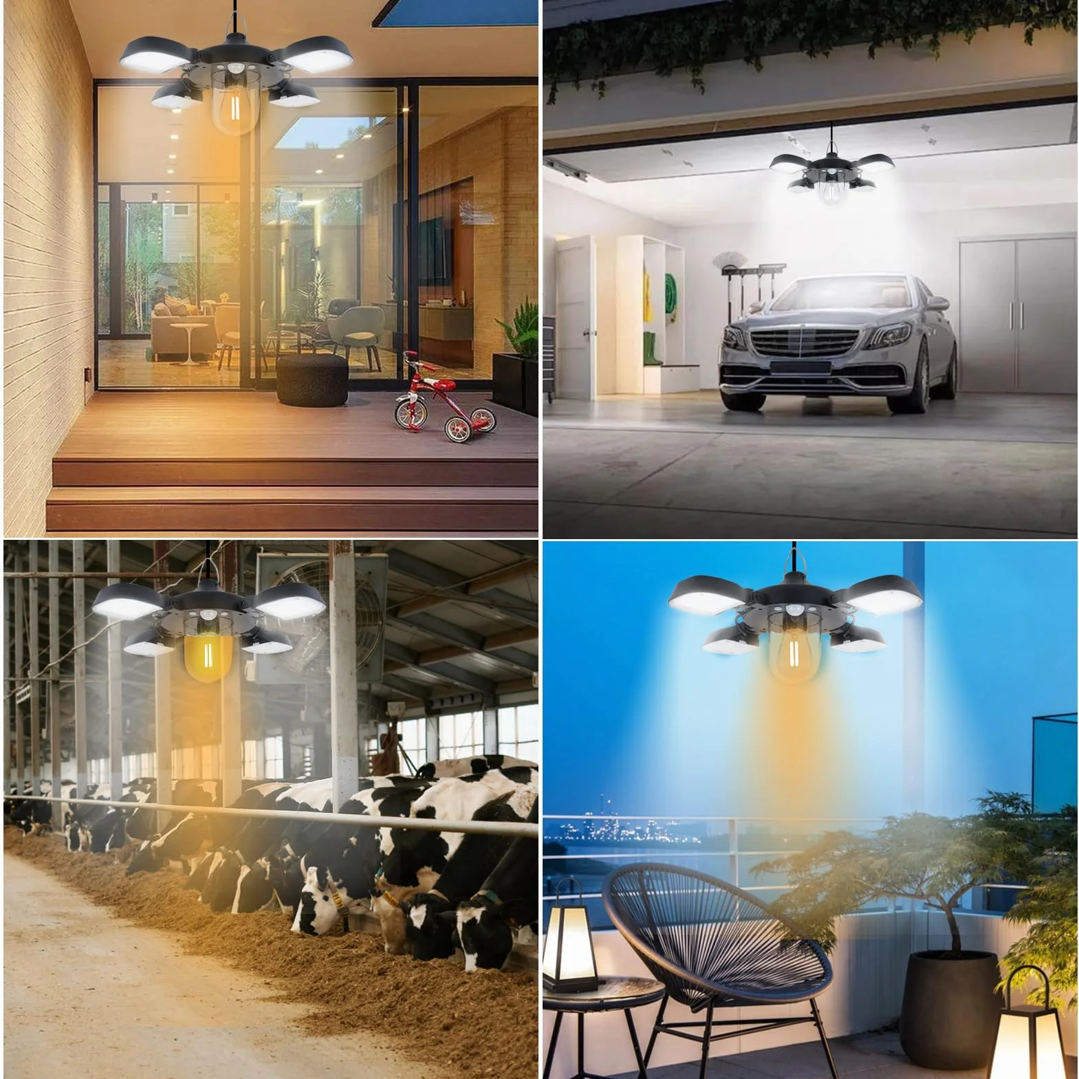 Lampade solari per esterni con telecomando, 192 LED, batteria da 5400 mAh, con cavo da 5 m, impermeabile, 7 W, 3200 lm, 5 modalità, per interni ed esterni, pollaio, serra