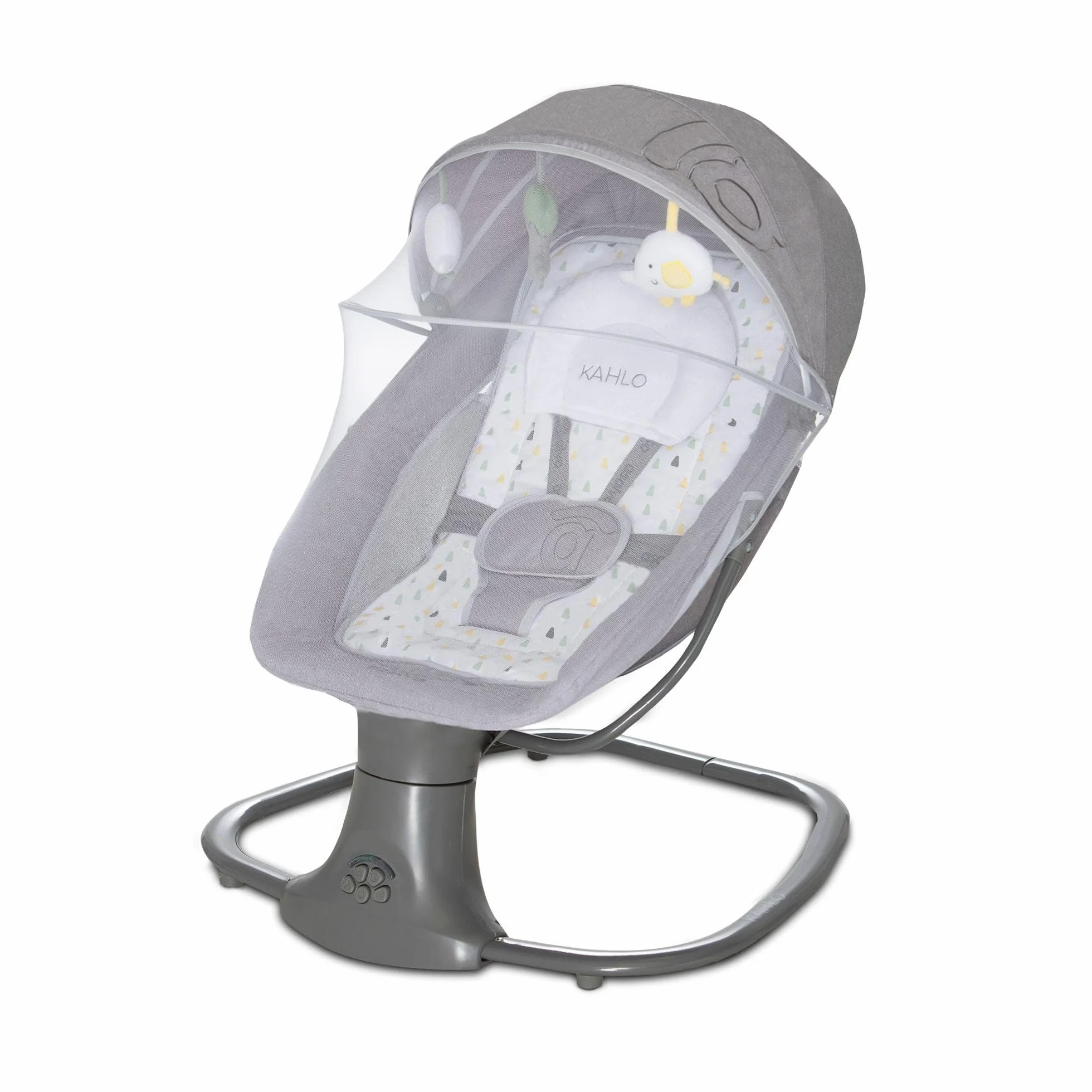 Amaca a dondolo con musica Bluetooth oscillazione automatica 5 livelli tettuccio zanzariera giocattolo poggiatesta 0 mesi 9 kg tessuto lavabile