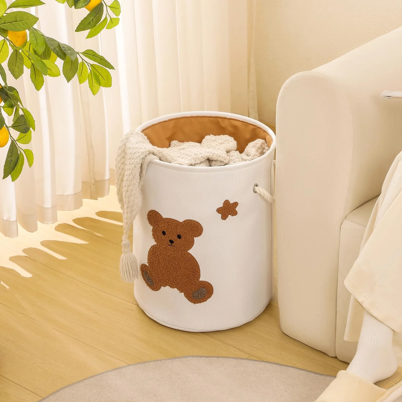 Cesto Portabiancheria Contenitore Giochi Bambini, Scatola Giocattoli Nursery, Orso