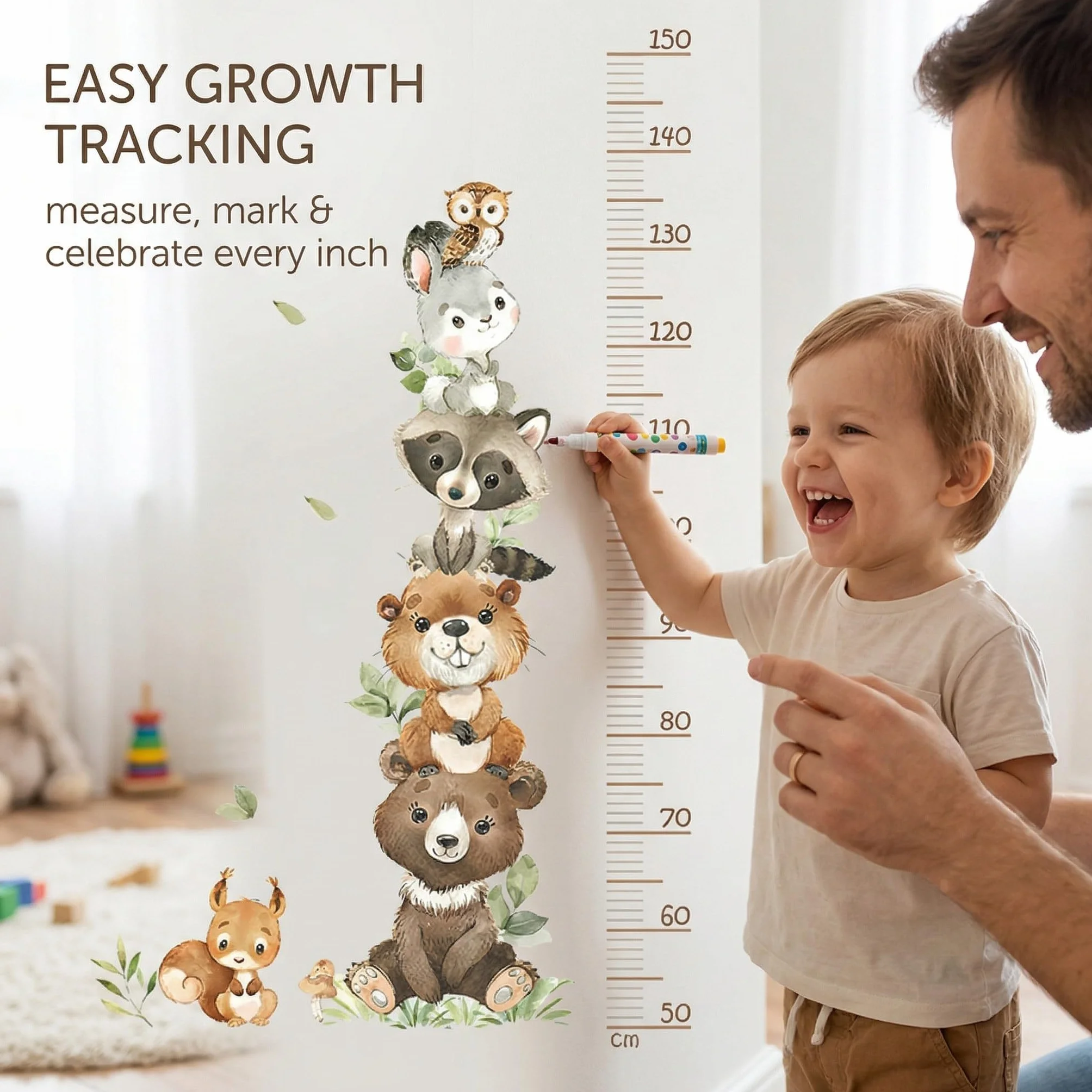 Metro adesivo murale misura altezza bambini 50-150 cm decorazione camerette
