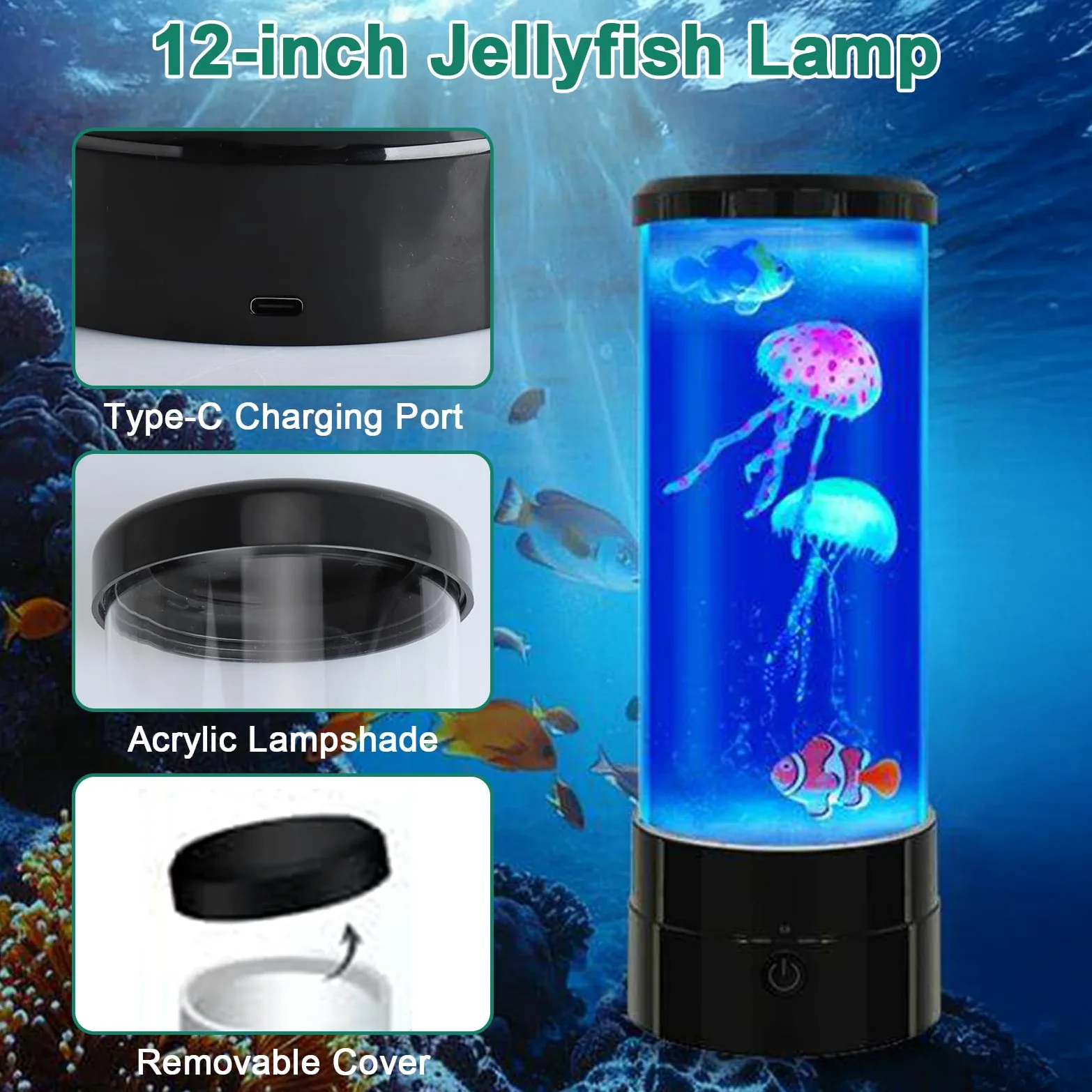 12" Lampada Medusa, Jellyfish Lamp con Telecomando 17 Colori 4 Modalità, Lavalamp Acquario Medusa Glow Luci Notturna per Bambini e Adulti, per Relax Nursery e Decorazione Della Casa