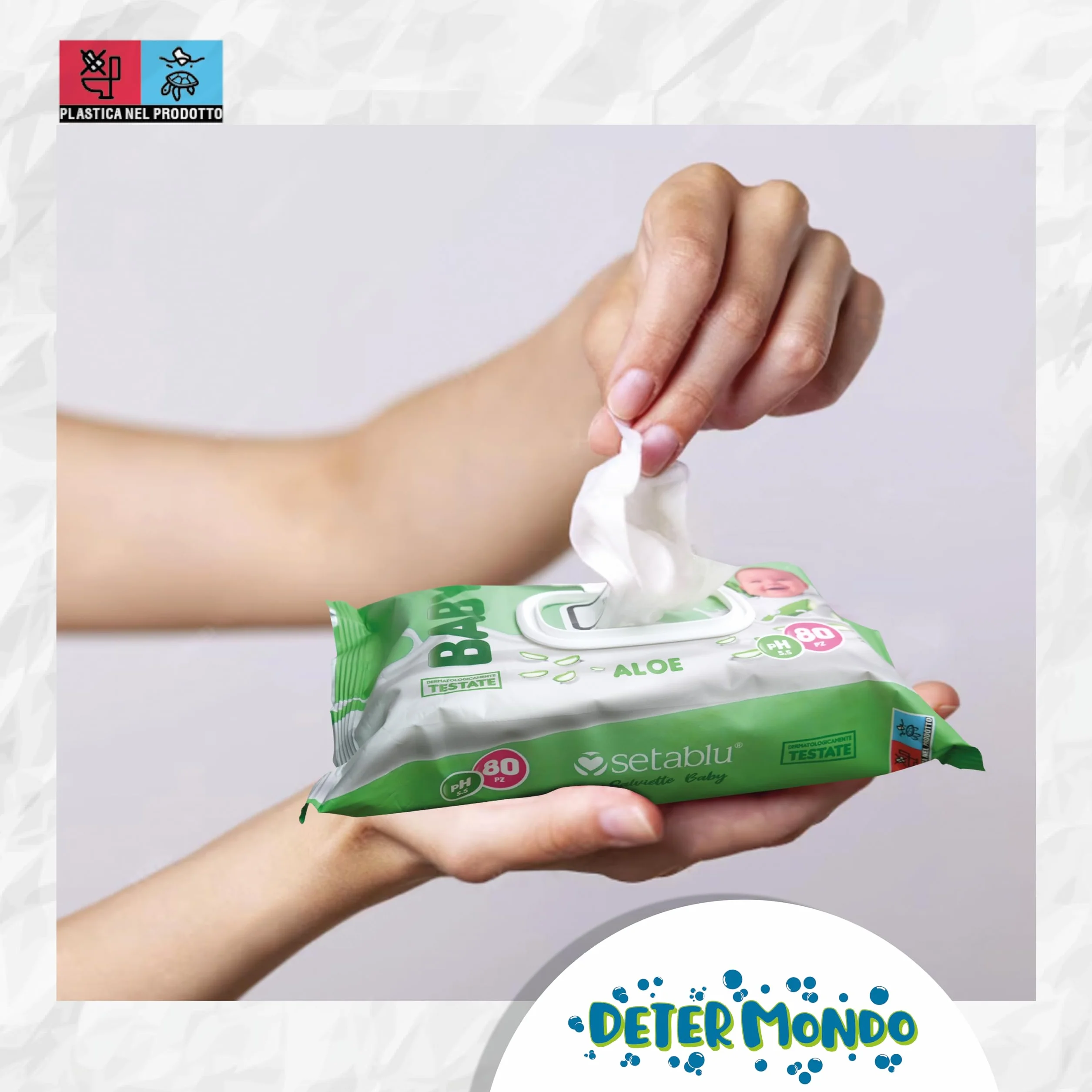 DETERMONDO 880 Salviette Neonato Igienizzanti Umidificate all'Aloe Senza Alcool, 11x80 Confezioni
