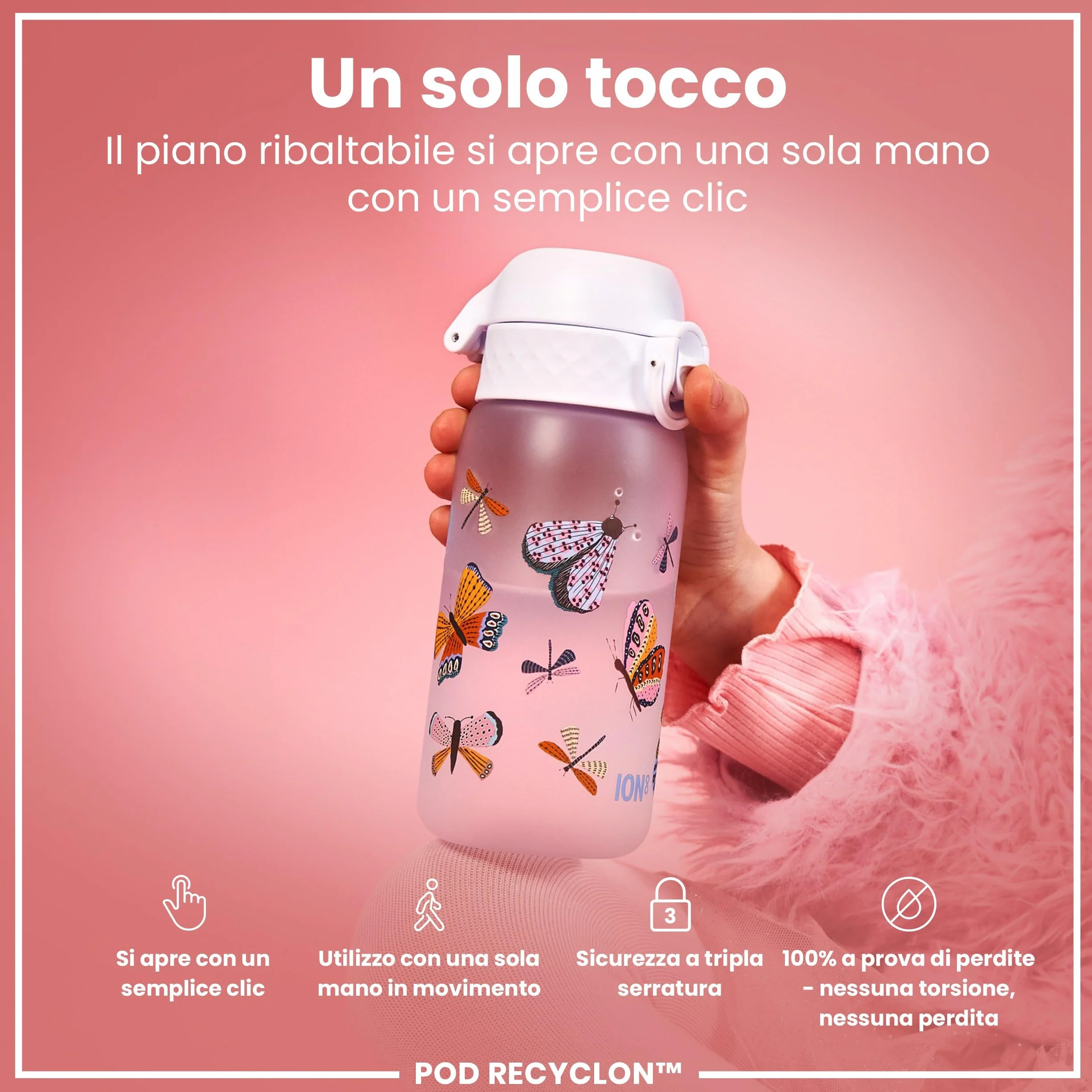 ION8 Borraccia per Bambini 350ml a Prova di Perdite Lavabile in Lavastoviglie Senza BPA