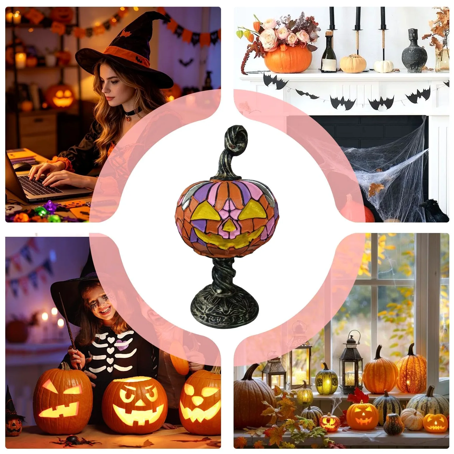 Generico Lampada a forma di di Halloween Luce LED Halloween Per Comodino | Lampada Da Scrivania Per Creare Atmosfera Autunnale Nella Casa Soggiorno Camera E Feste Halloween