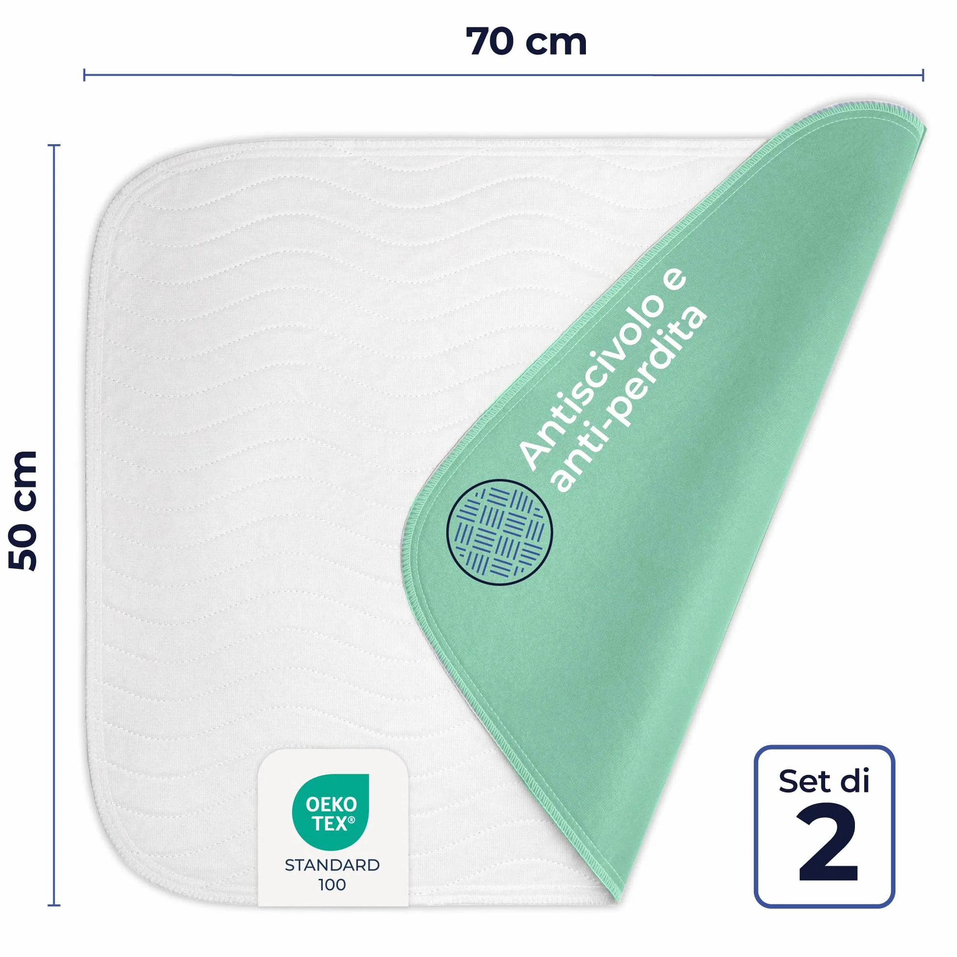 Traverse Letto Anziani Neonato 50x70 Impermeabile Assorbente Set 2 Lavabile