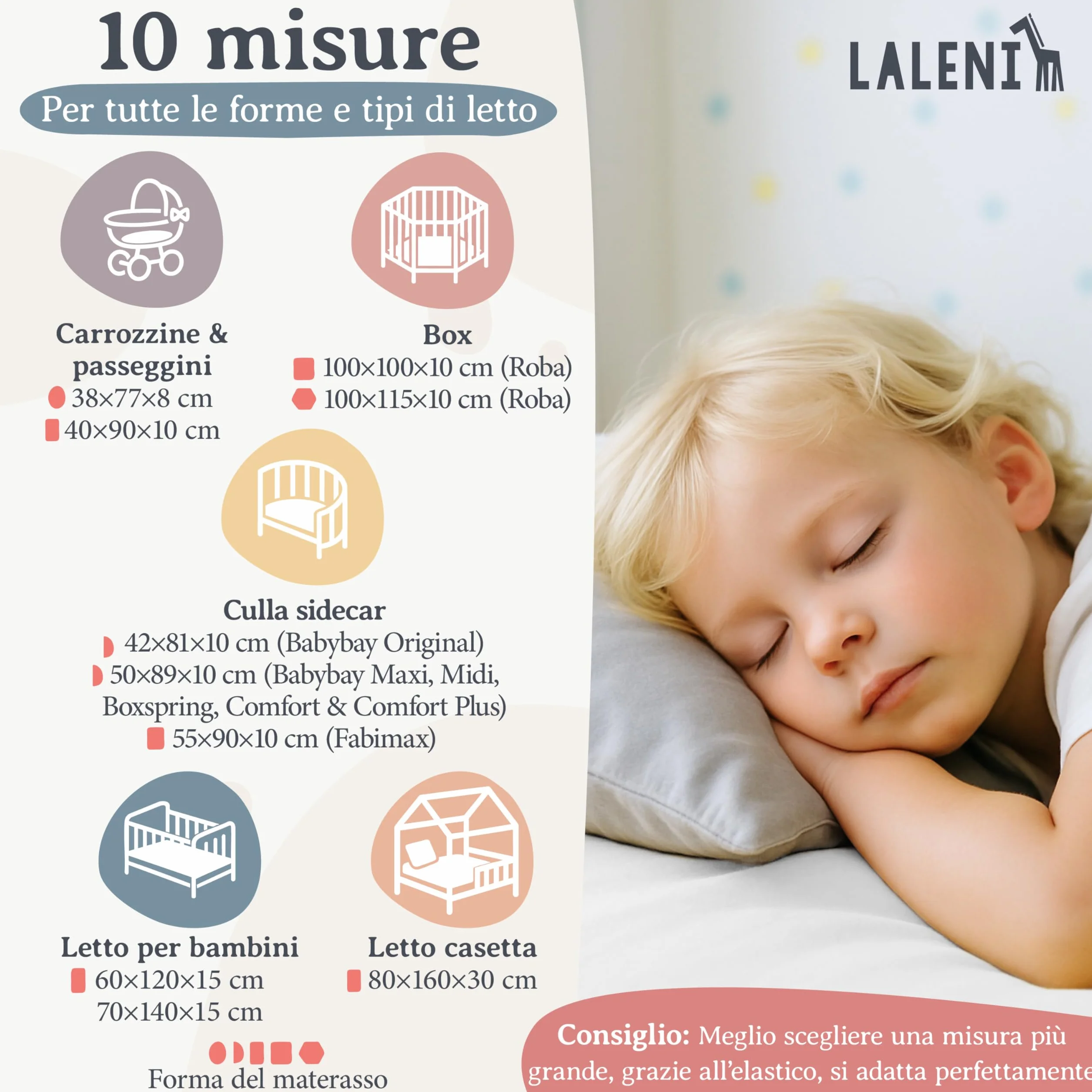 Laleni Lenzuola Culla Neonato Coprimaterasso 100% Cotone 135gsm Bianco 60x120-70x140cm