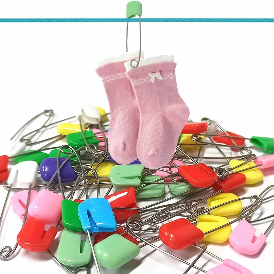 Spille da Balia 50 PCS Spille di Sicurezza Grandi Piccole con Testa Colorata Clip in Plastica