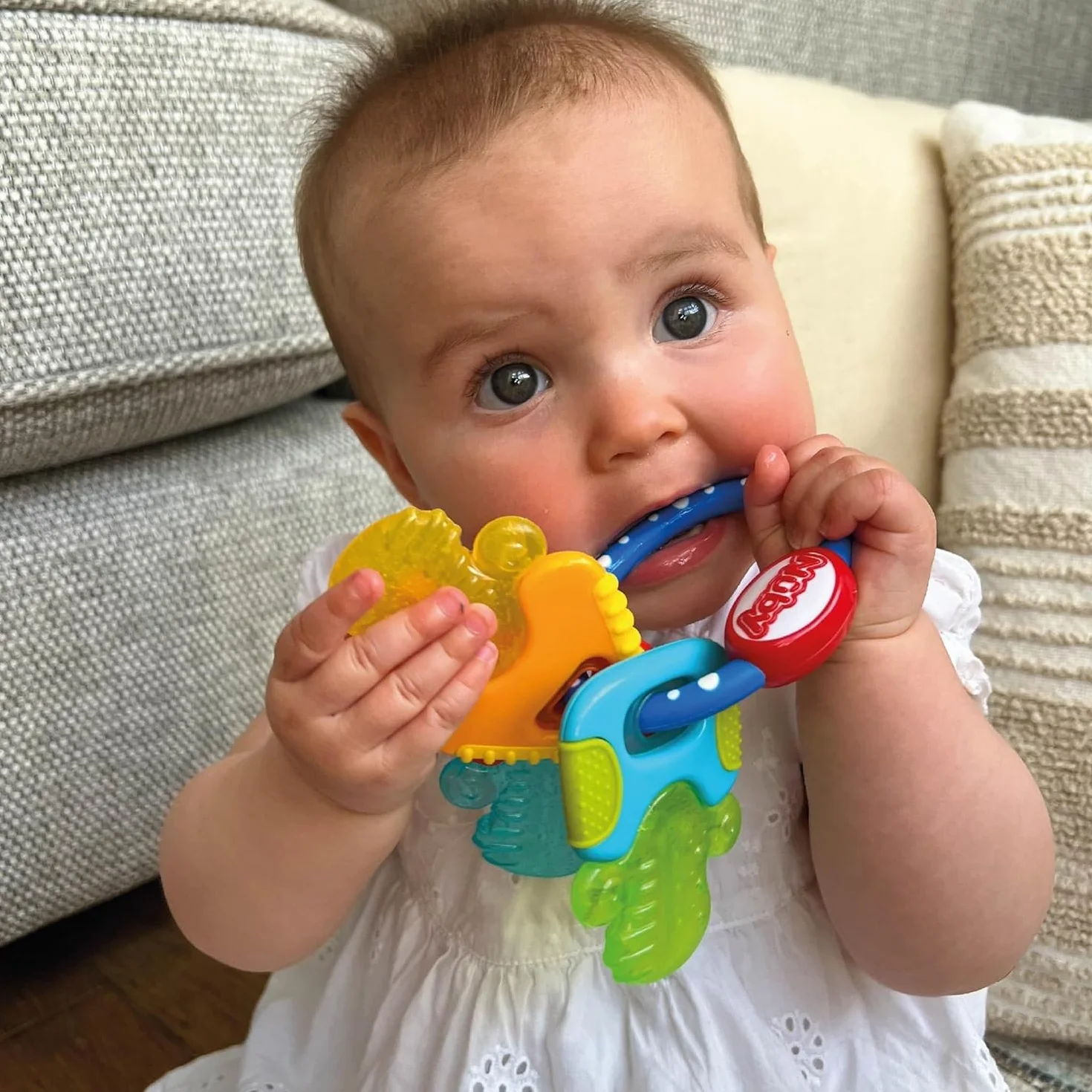 Nuby Chiavi da dentizione IcyBite Anello da dentizione in gel ICE per bambini 3+ mesi Blu