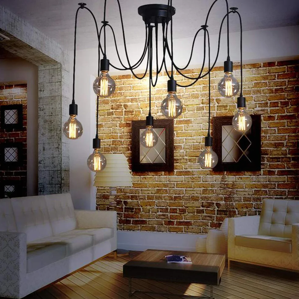Lampadario a sospensione a forma di ragno, lampada a sospensione industriale, lampadario retrò a sospensione vintage per soggiorno, cucina, camera da letto