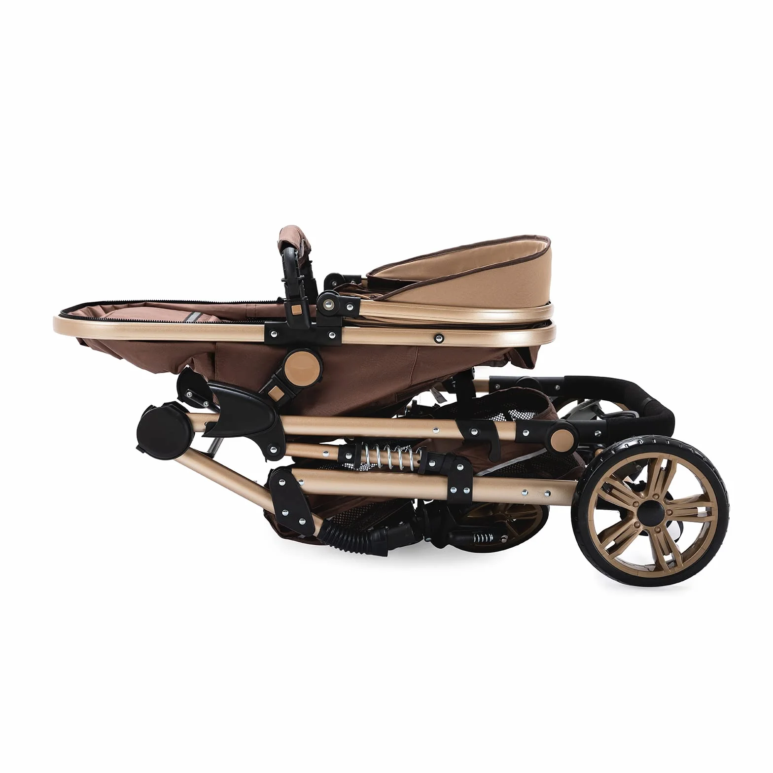 Passeggino Trio 3 in 1 Magic ZC Carrozzina Neonati Portatile Pieghevole Un Clic Spinta Reversibile beige