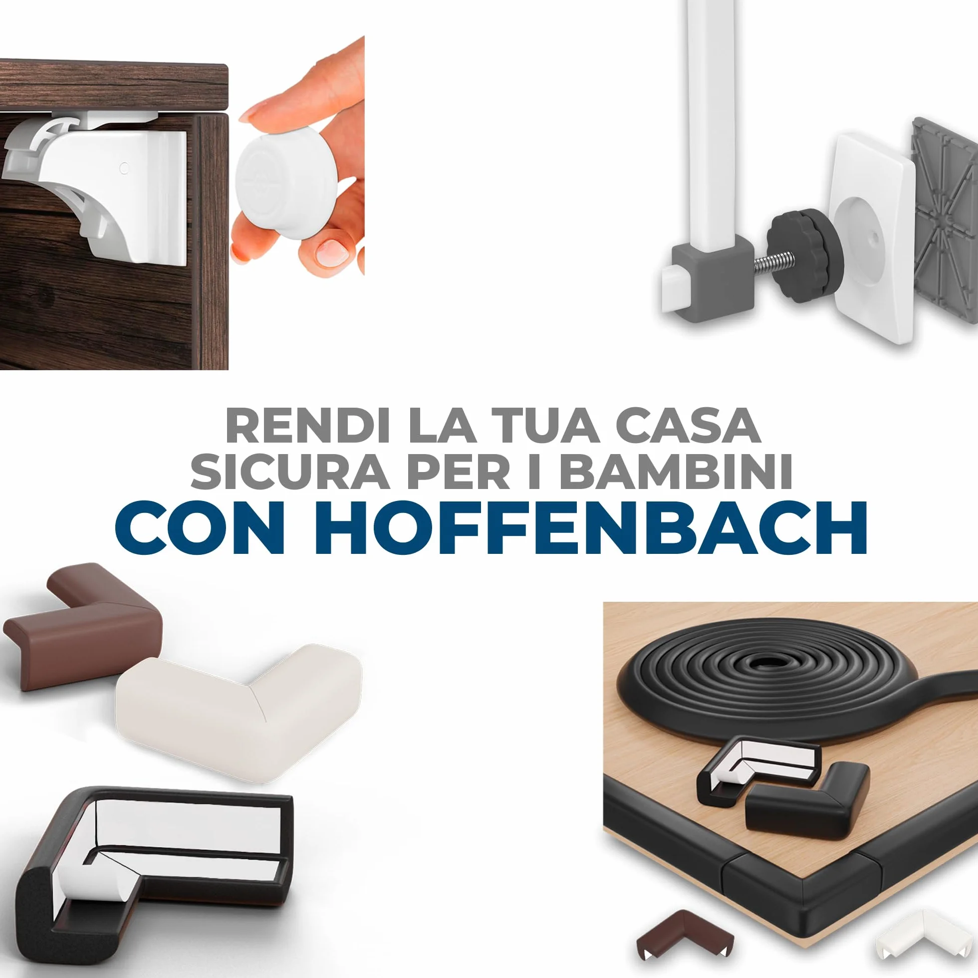 Hoffenbach Paraspigoli Angolari in Gomma per Bambini, Autoadesivi per Mobili, Sicurezza Casa, Bianco