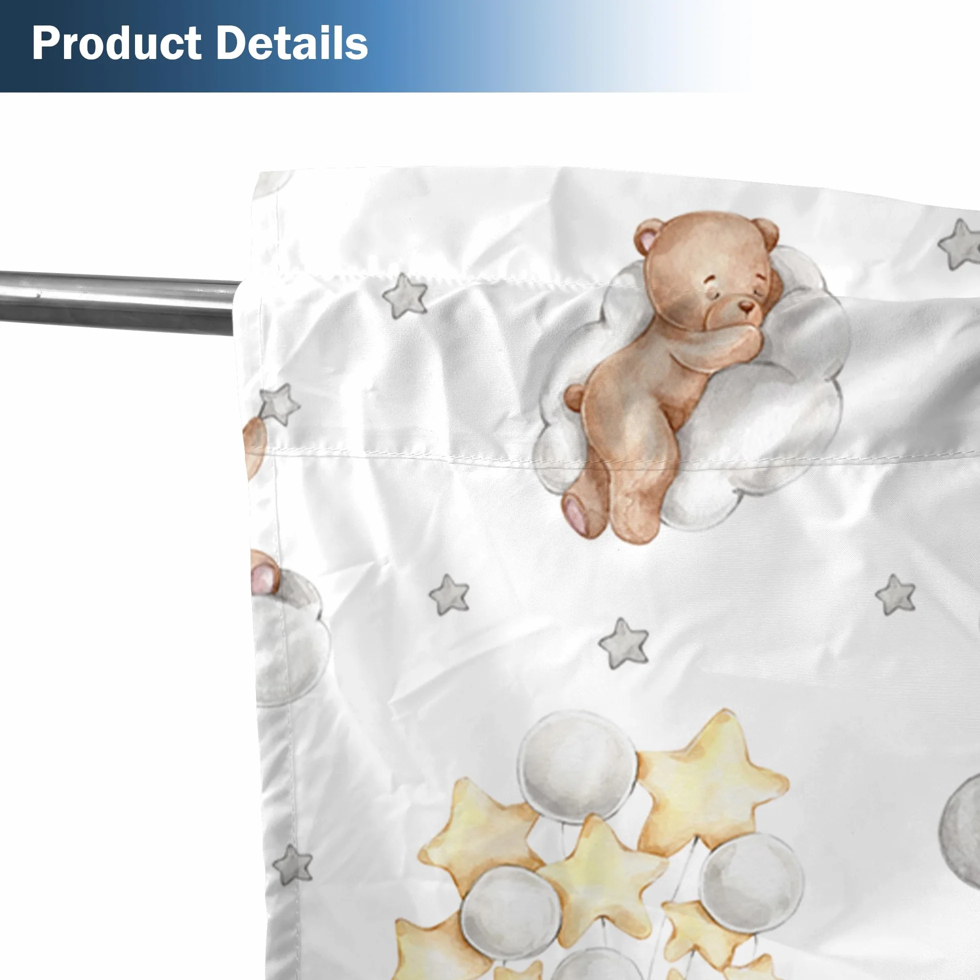Tende a tema orso per bambini kawaii con tasca per asta decorazione camera da letto