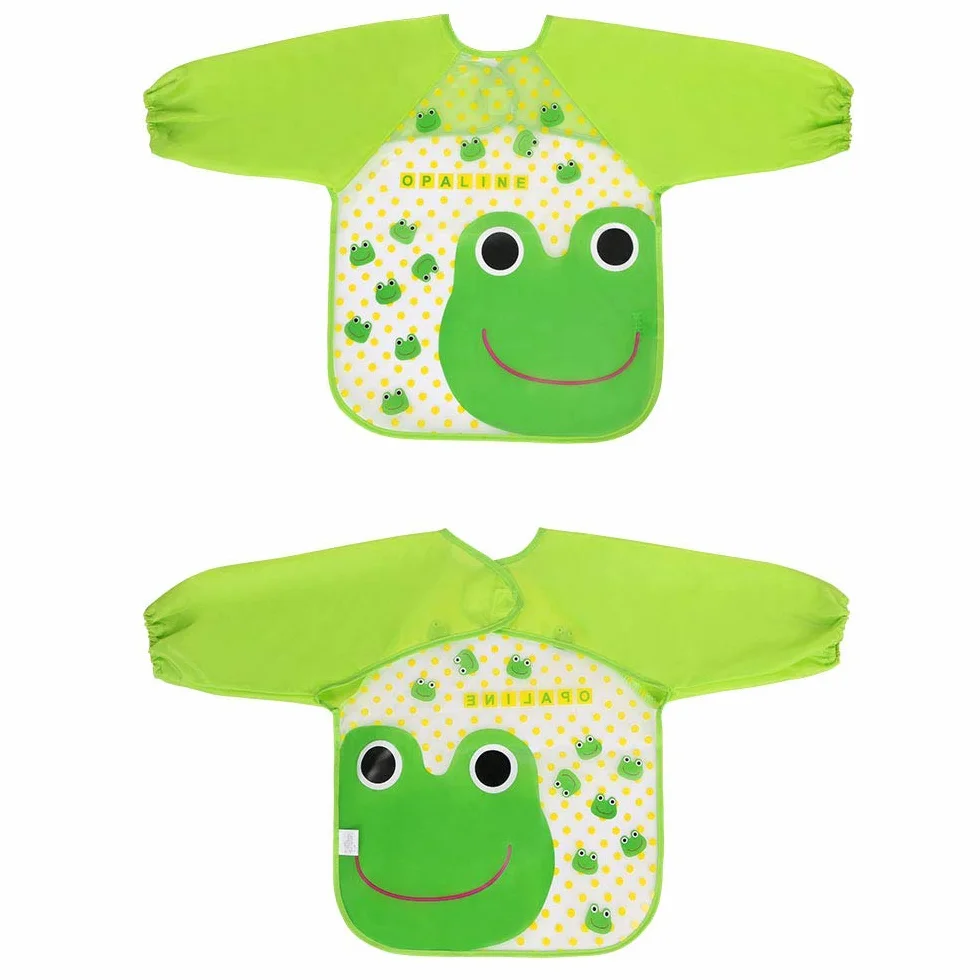 Vicloon Set di 4 Bavaglini Impermeabili con Maniche Lunghe per Bambini 6-36 Mesi