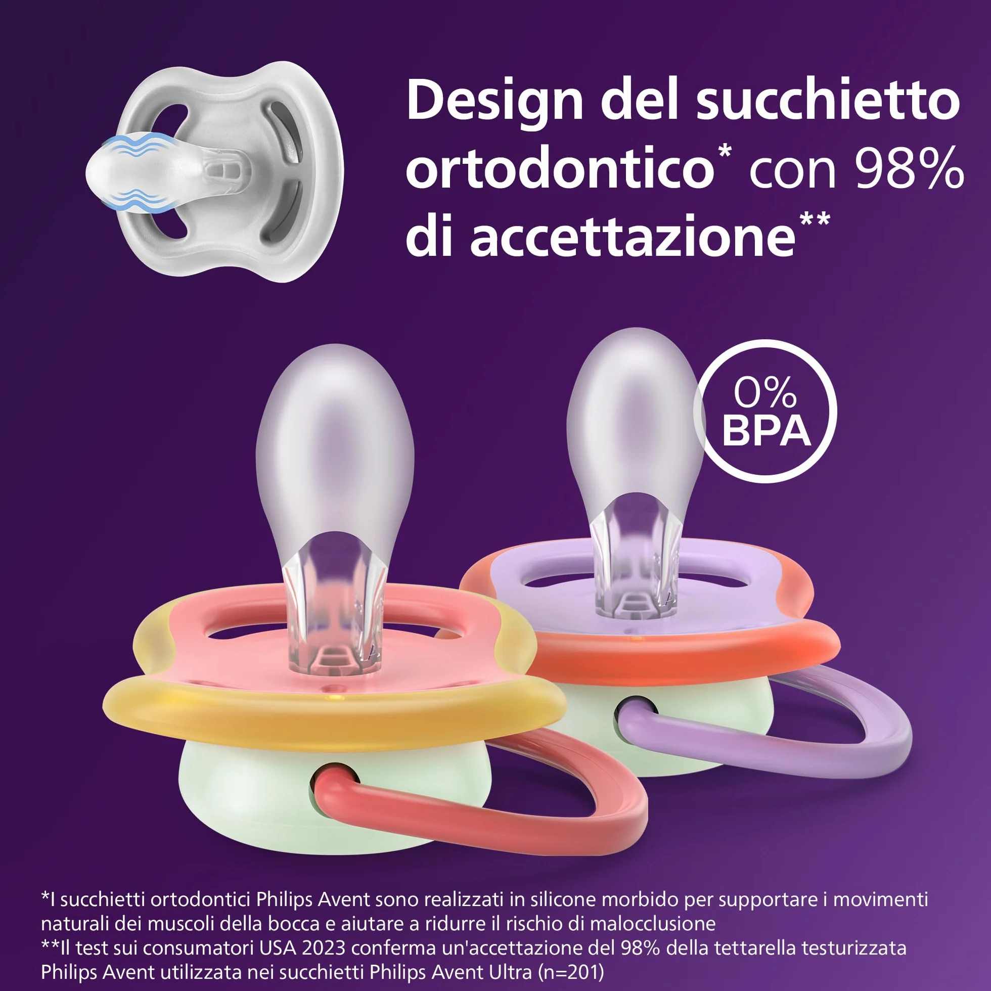 Philips Avent chupetes ultra air noche diseño anatómico bebés 18 meses brillo oscuridad tetina simétrica silicona extrafirme sin BPA paquete 2