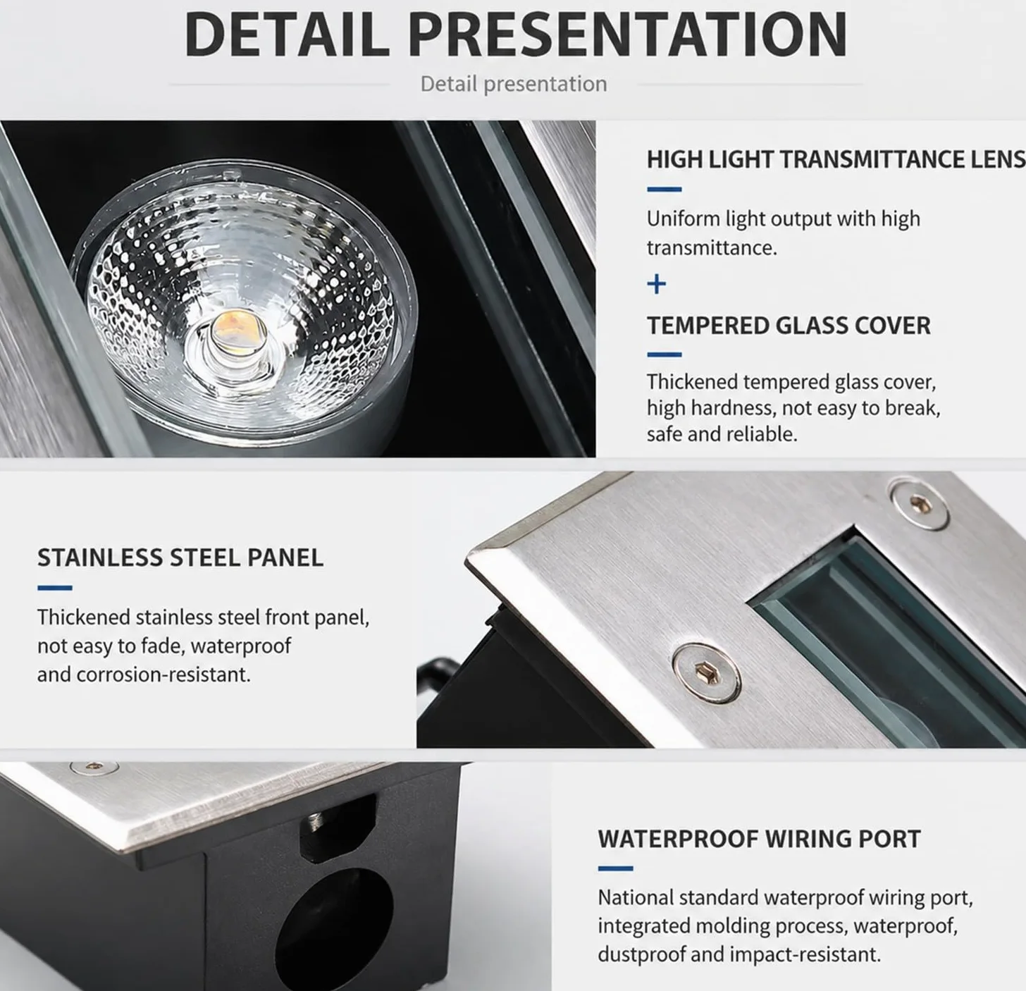 Faretti Da Incasso Per Esterni Luce Interrata Rettangolare All'aperto Lampada Da Terra Da Giardino IP67 Impermeabile Segnapasso Led Illuminazione Del Percorso Blue light,24W