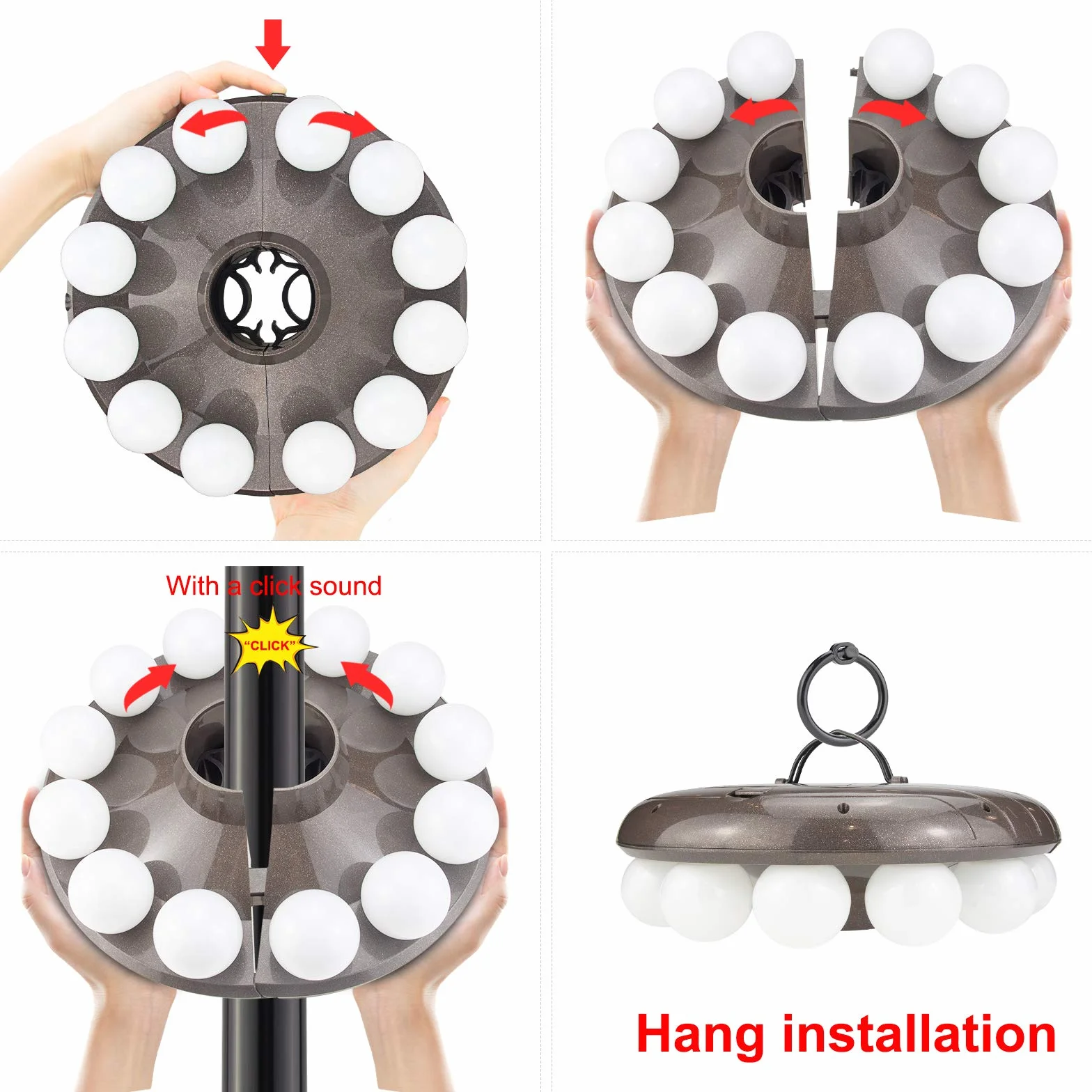 HONWELL Patio Ombrello Luce a Batteria, Luci per ombrellone da esterno con telecomando, 200 Lumen Lampada da Campeggio per ombrellone, tende da campeggio, lampadine bianche