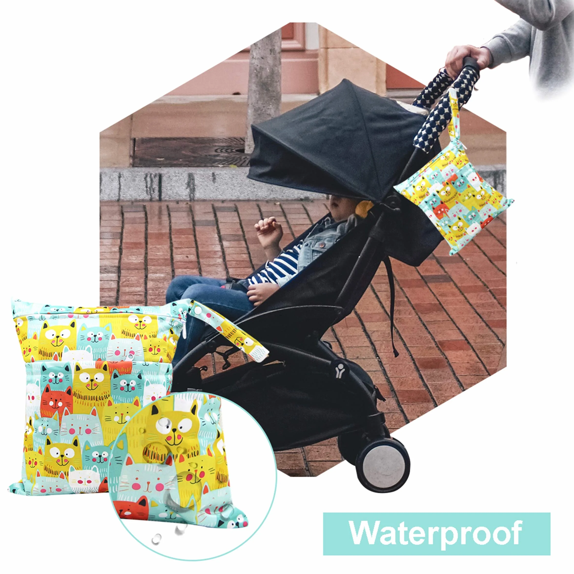 Wetbag Pannolini Riutilizzabile, Borsa Pannolini Lavabile con Zip Impermeabile, 3 Pezzi, Giallo