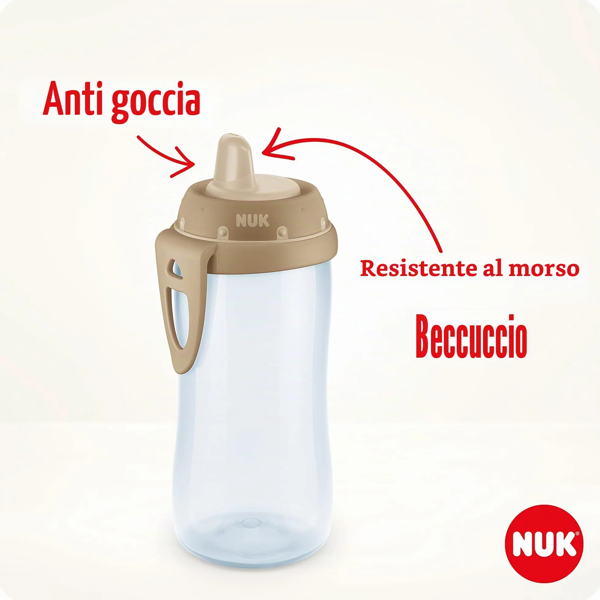 NUK First Choice Kiddy Cup 300 ml bez BPA tazza per imparare a bere a prova di perdite 12 mesi