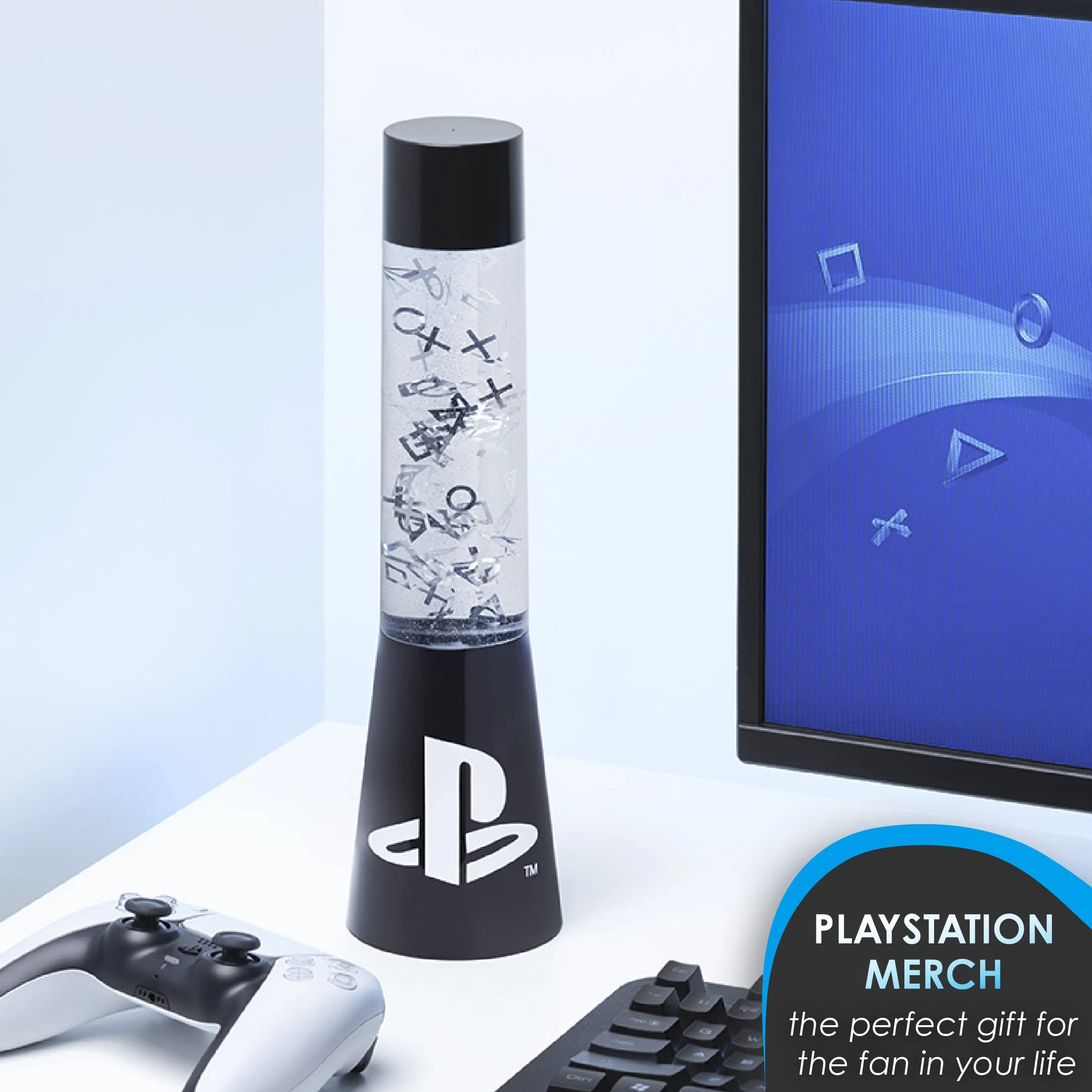 Paladone Playstation Lampe à Lave Scintillante, Éclairage d'Ambiance Lampe Lava, 33 cm
