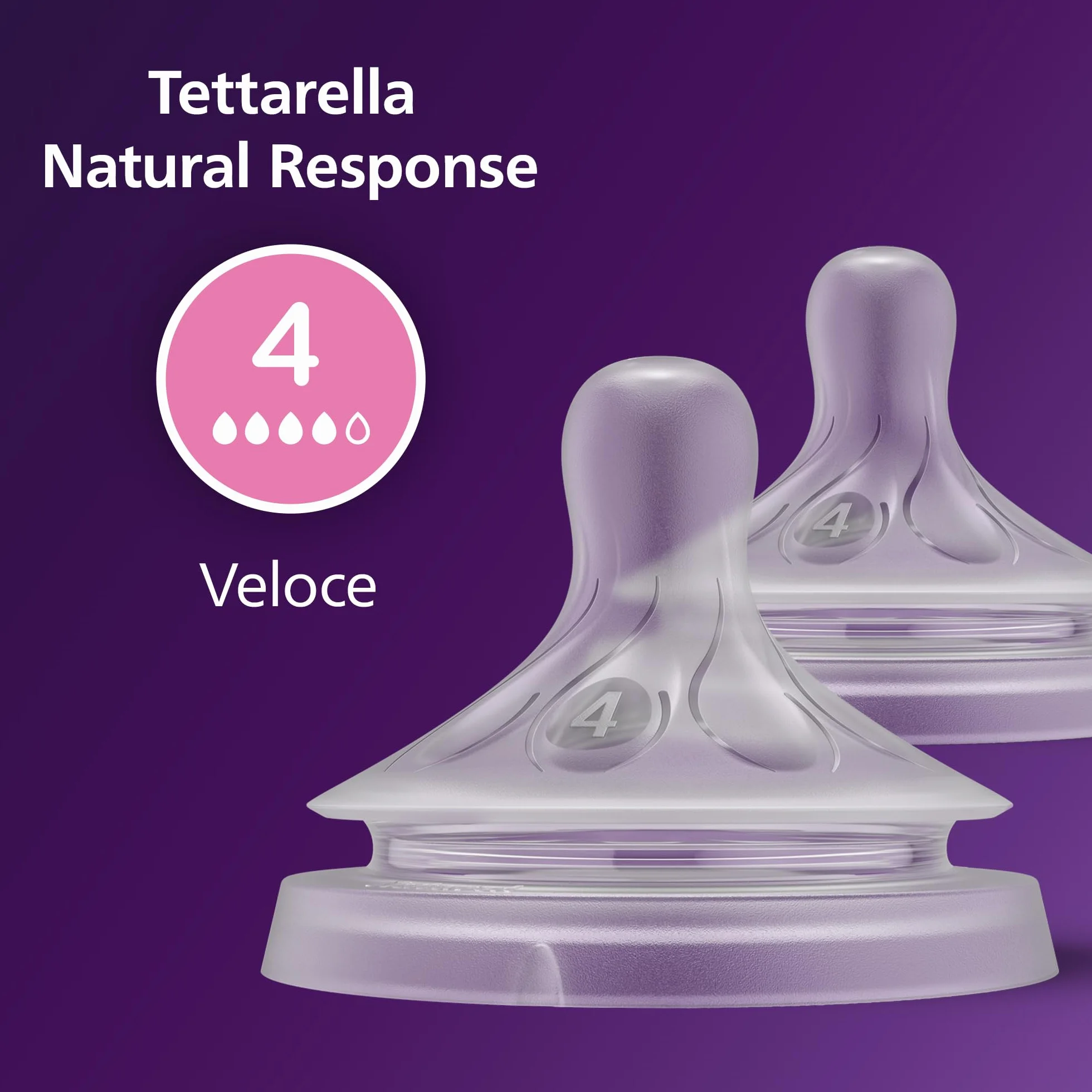 Philips Avent Natural Response Tettarella per biberon a flusso 4, 2 pezzi, senza BPA, SCY964/02