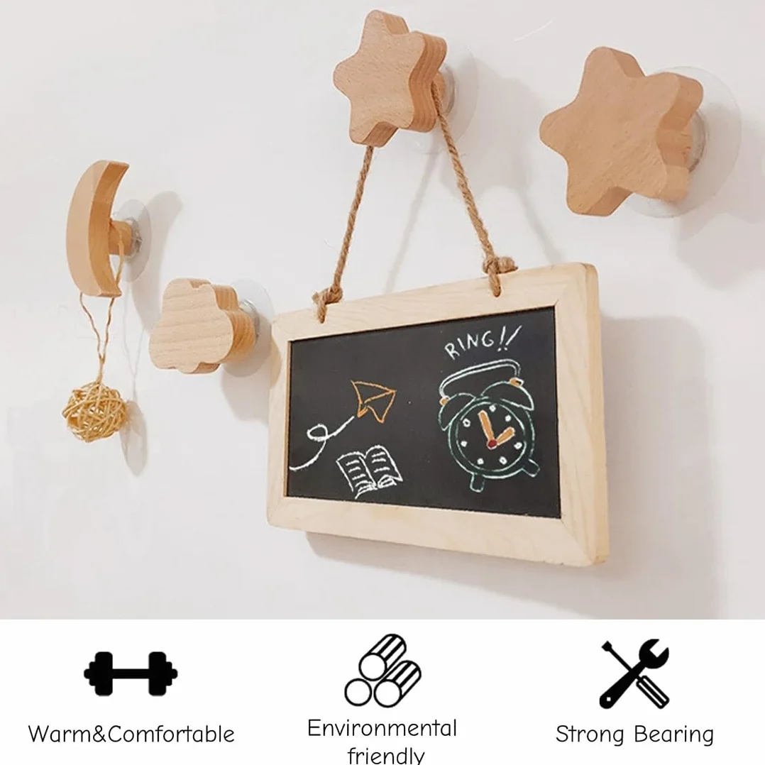 Ganci Appendiabiti in Legno di Faggio, Appendiabiti da Parete, 3 Pezzi