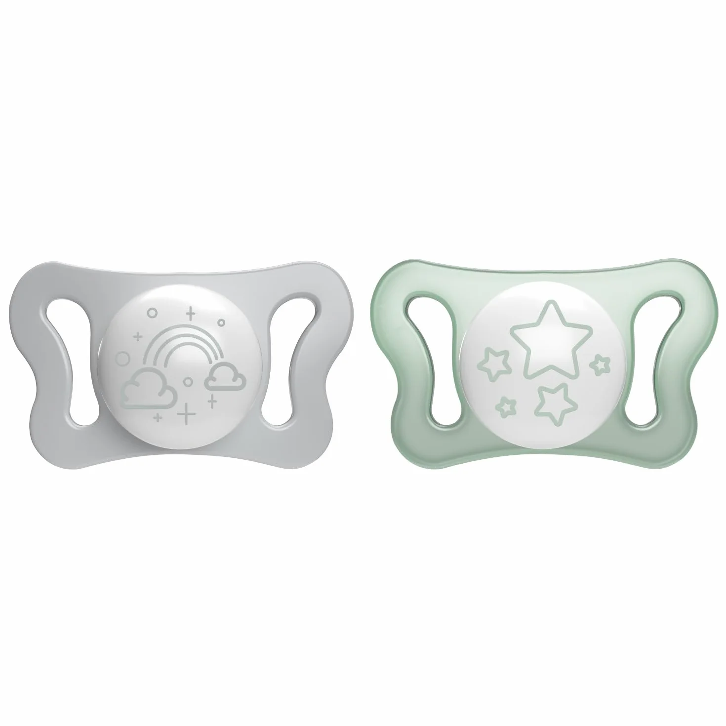 Chicco PhysioForma Micrò Lumi, Succhietto Luminescente per Neonato, 0-2 Mesi, 2 Pezzi, Neutro