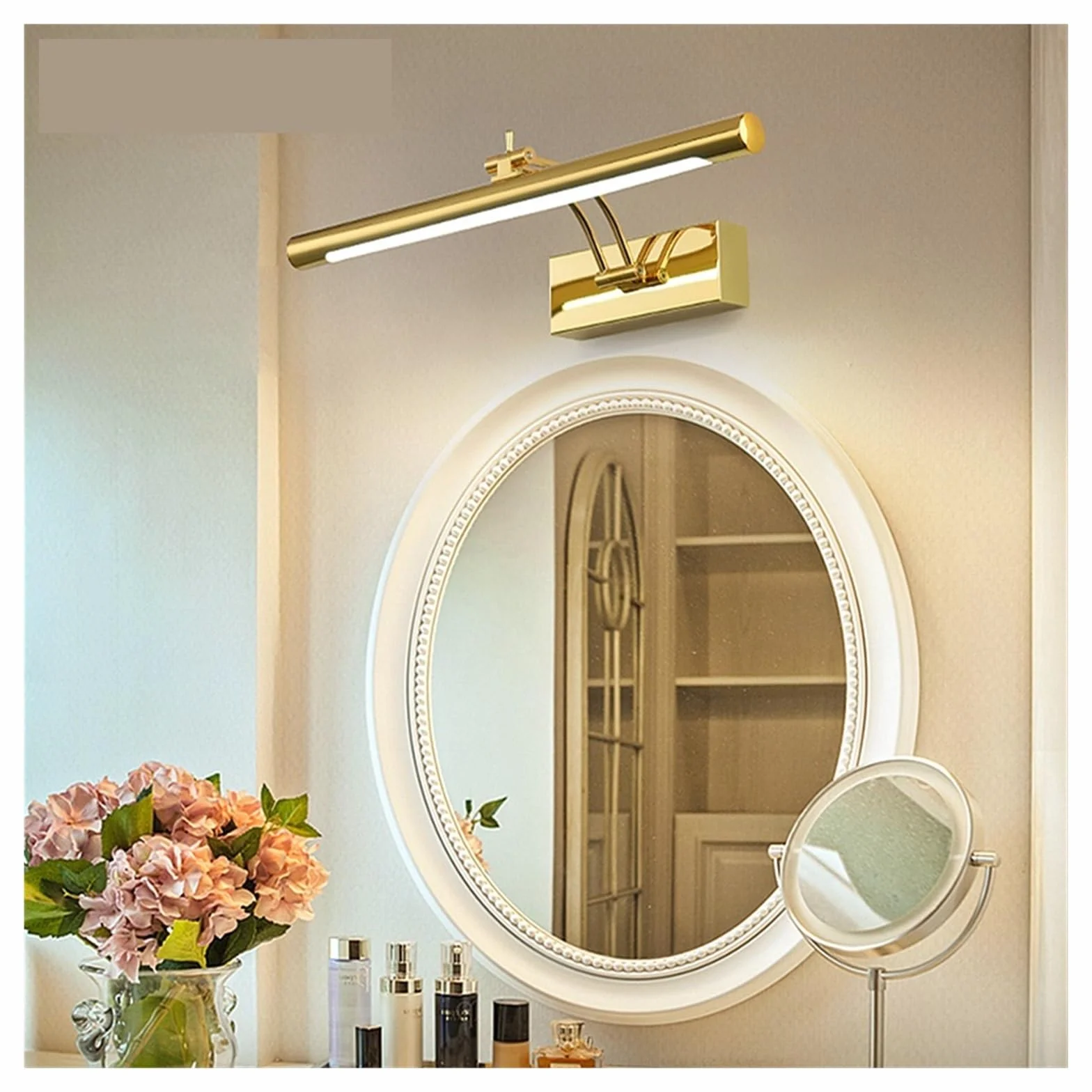 Luci per quadri da parete Lampada da parete moderna for bagno a LED, acciaio inossidabile impermeabile L40 / 55 / 70CM, applique for specchio da interno con interruttore(Noir,12W 55CM)