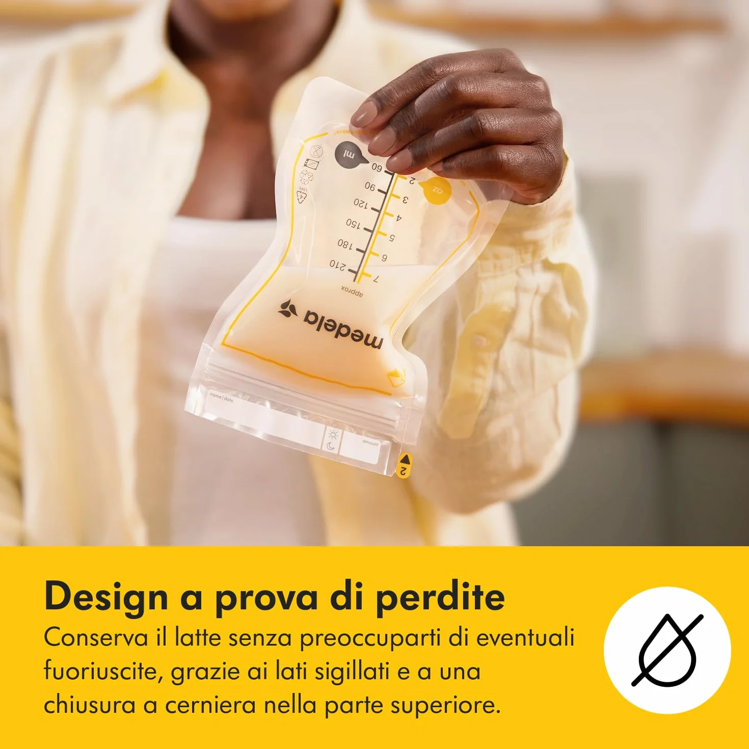 Medela Sacche Monouso Easy Pour Conservazione Latte Materno 210 ml Senza BPA Confezione 100 Pezzi