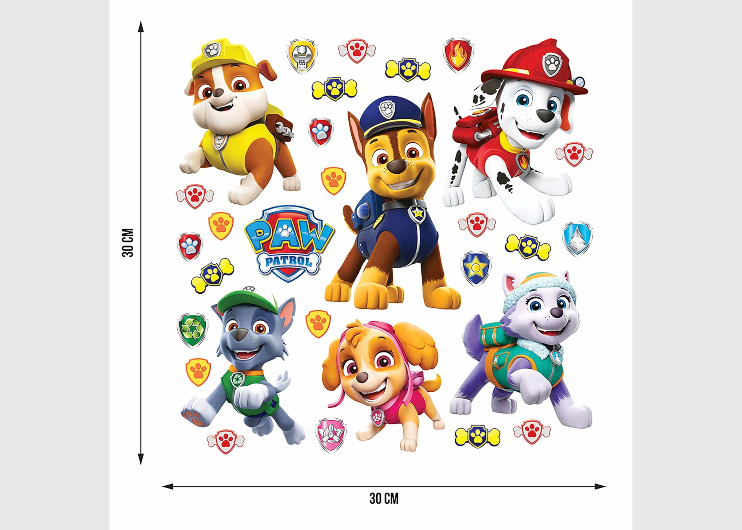 AG Design Paw Patrol Adesivi da Parete per Bambini 30x30 cm Autoadesivi Decorazione
