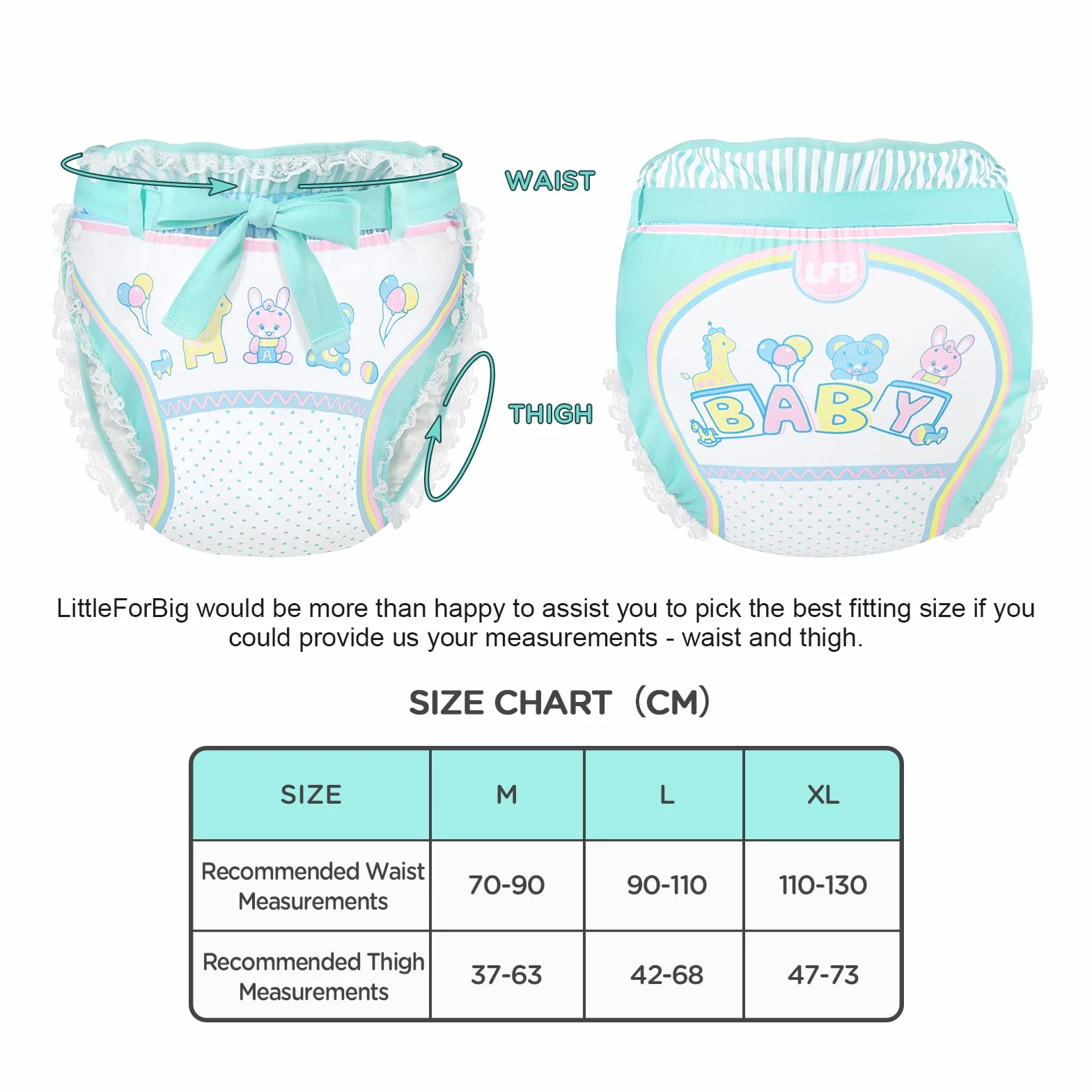 LittleForBig Omutsu fascia di seta per adulti lavabile impermeabile regolabile L verde