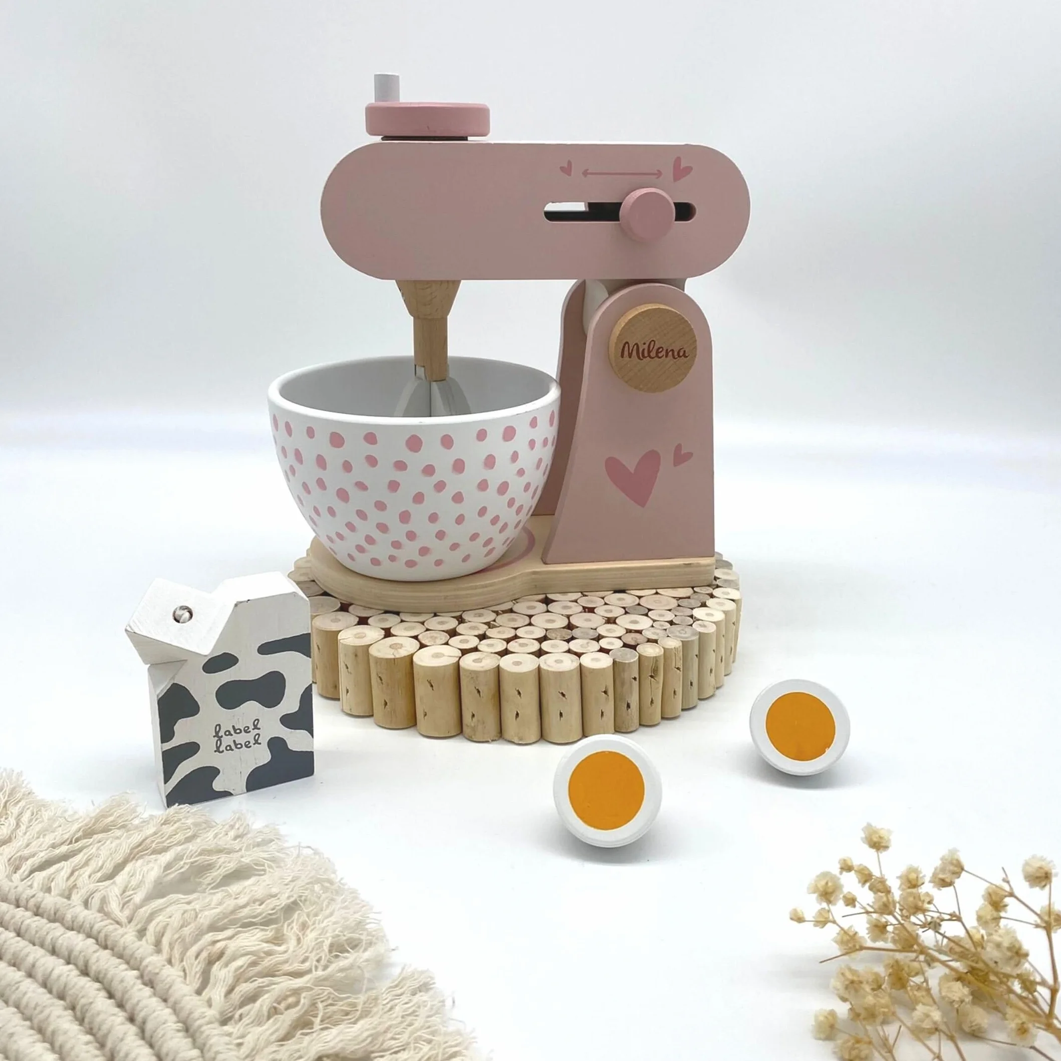Label Label Robot da cucina giocattolo in legno Rosa per bambini 3 anni personalizzato