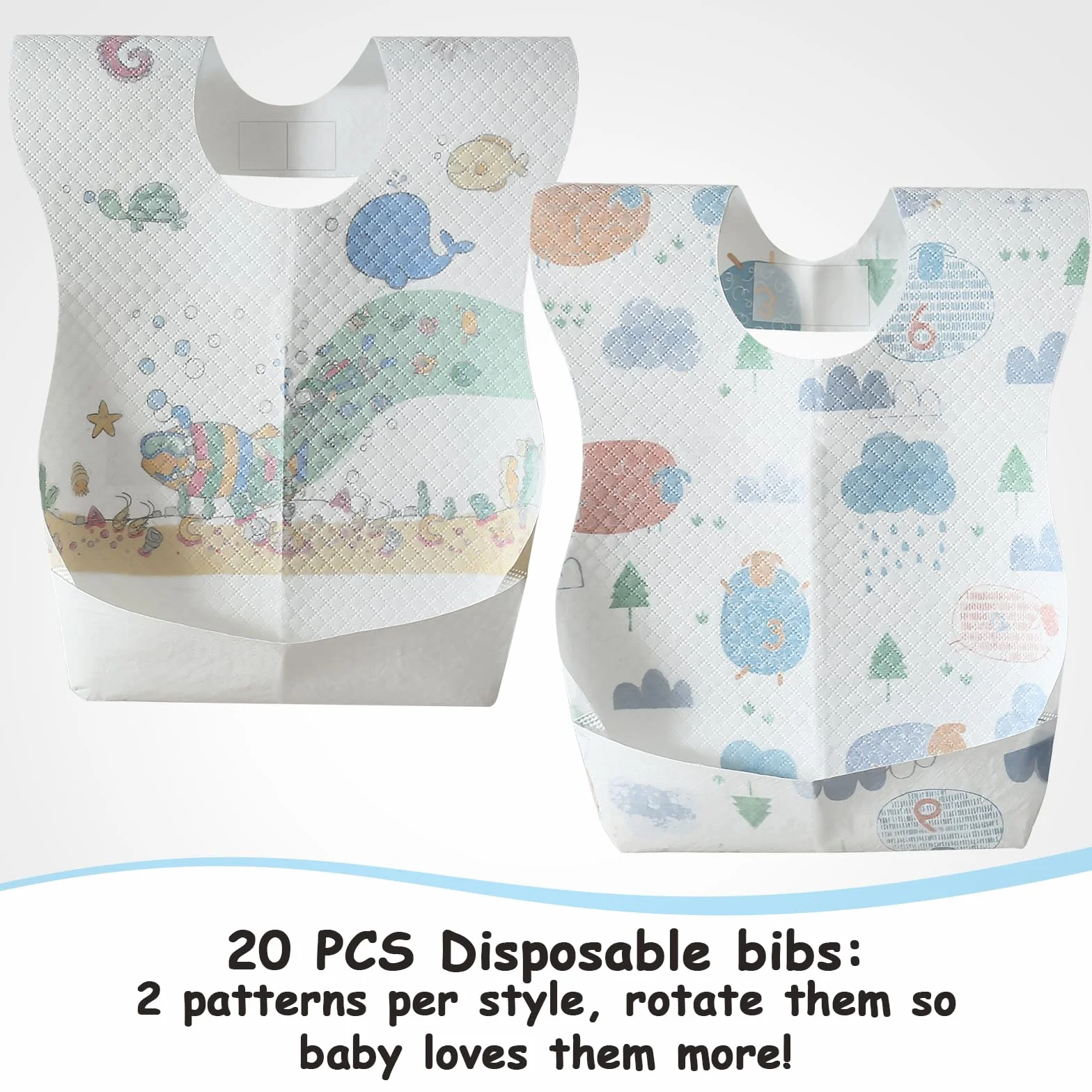 Bavaglini Monouso per Svezzamento Bambini, Misura Regolabile, Impermeabile, Alto Assorbimento