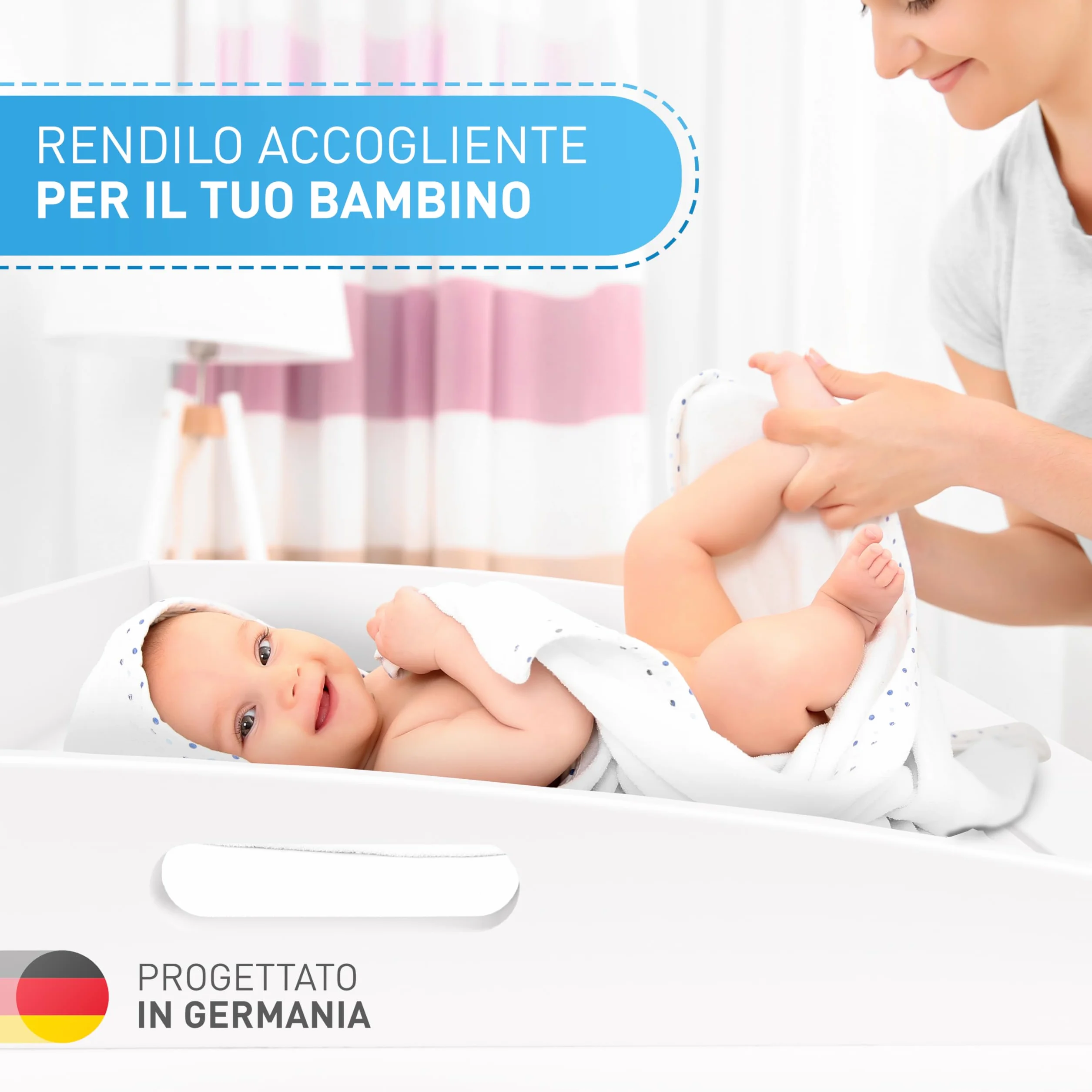 Fasciatoio Hemnes FLIPLINE HappyBaby Bianco 85x75x13 cm 2 Livelli di Sicurezza